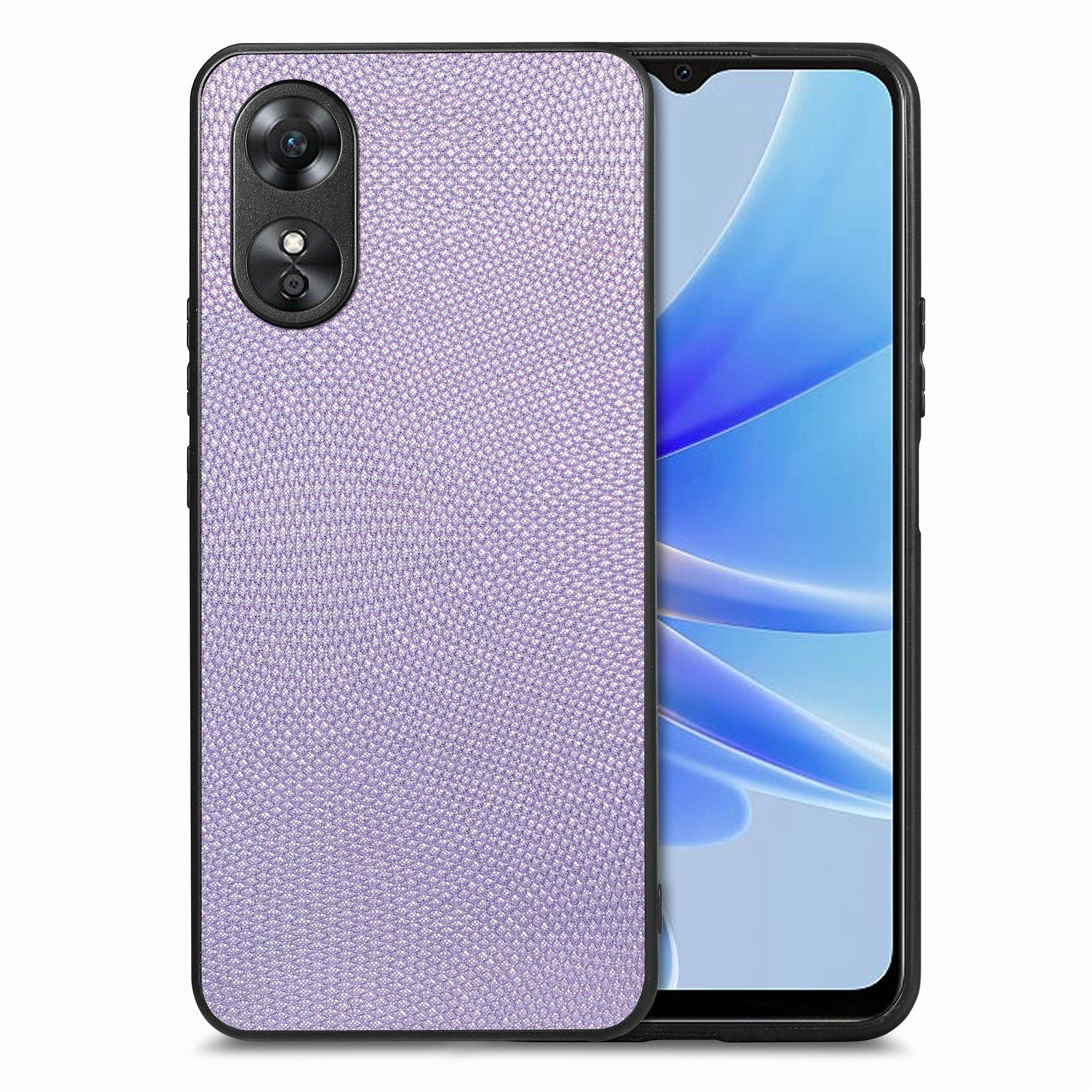 For Oppo A17 4G A17k 4G Anti-Fingerprint Phone Case PU Leather Coated PC TPU Slim Cell Phone Cover