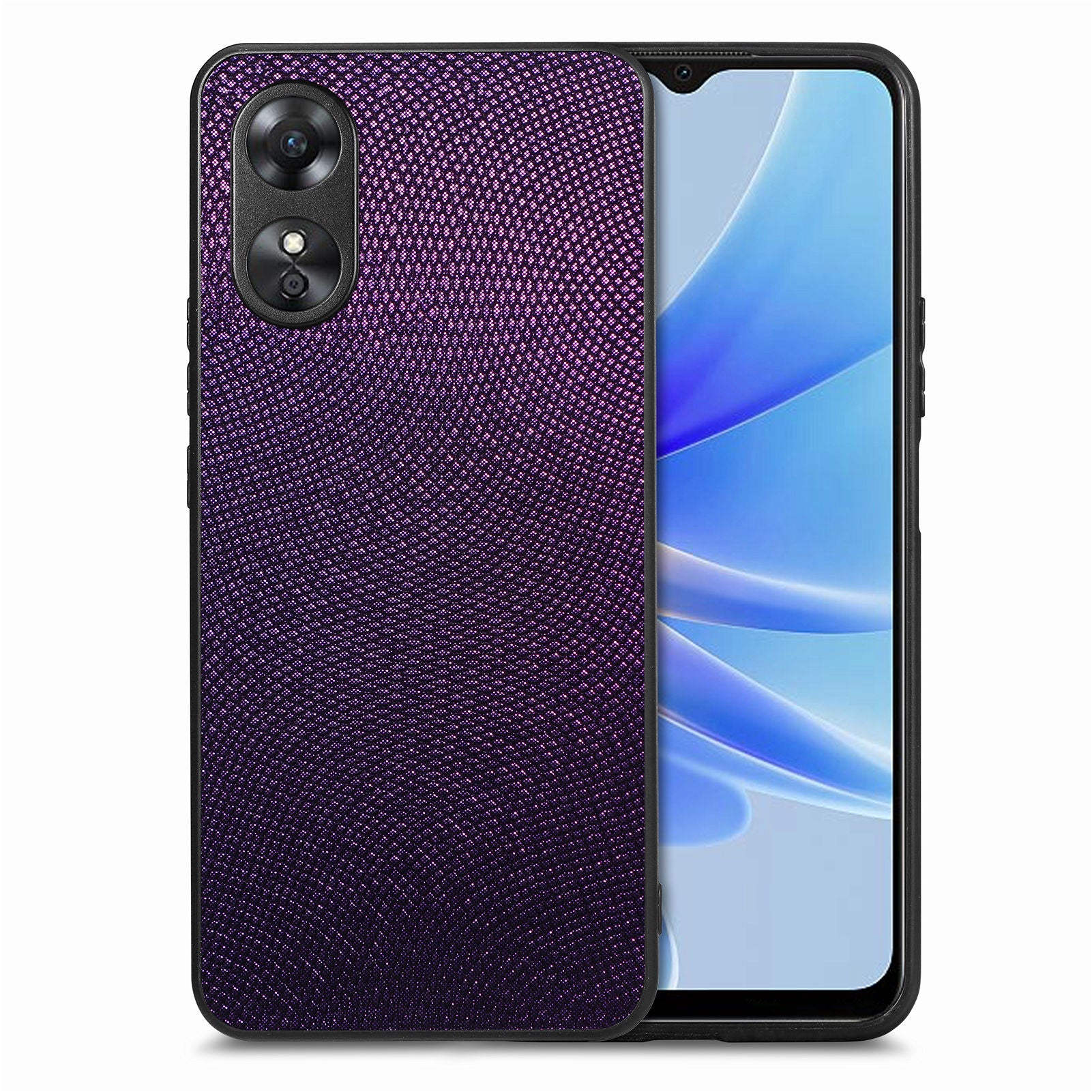 For Oppo A17 4G A17k 4G Anti-Fingerprint Phone Case PU Leather Coated PC TPU Slim Cell Phone Cover