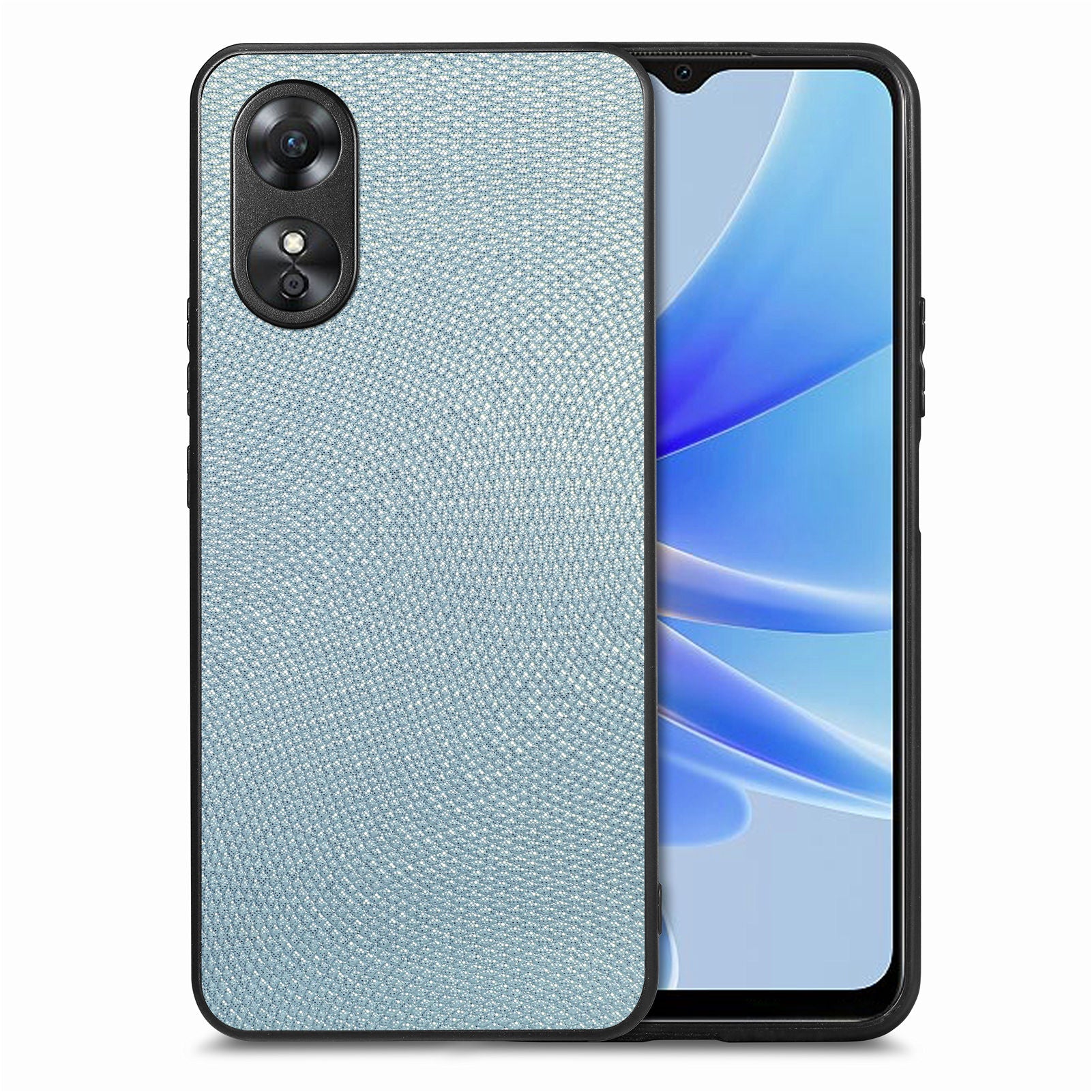 For Oppo A17 4G A17k 4G Anti-Fingerprint Phone Case PU Leather Coated PC TPU Slim Cell Phone Cover