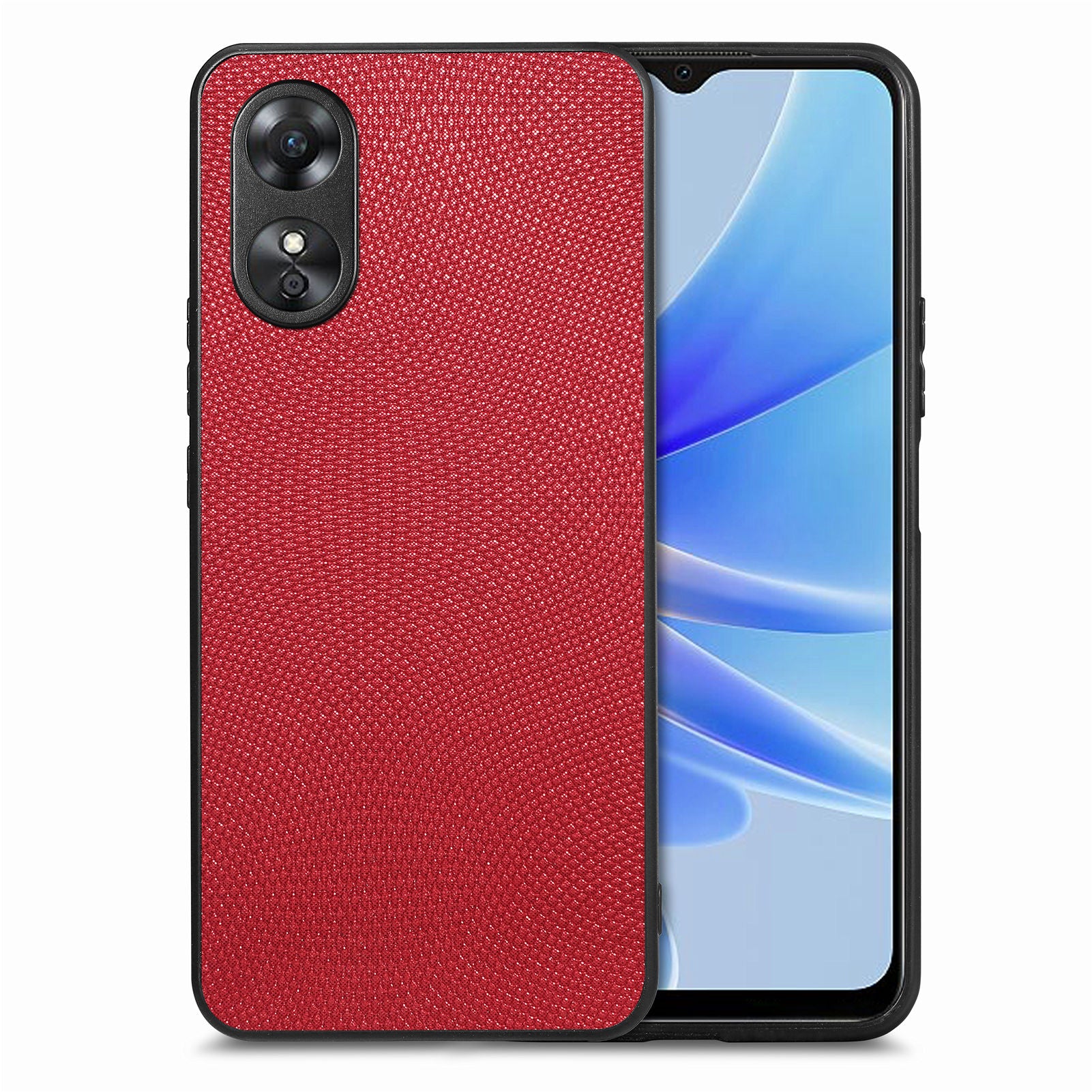 For Oppo A17 4G A17k 4G Anti-Fingerprint Phone Case PU Leather Coated PC TPU Slim Cell Phone Cover