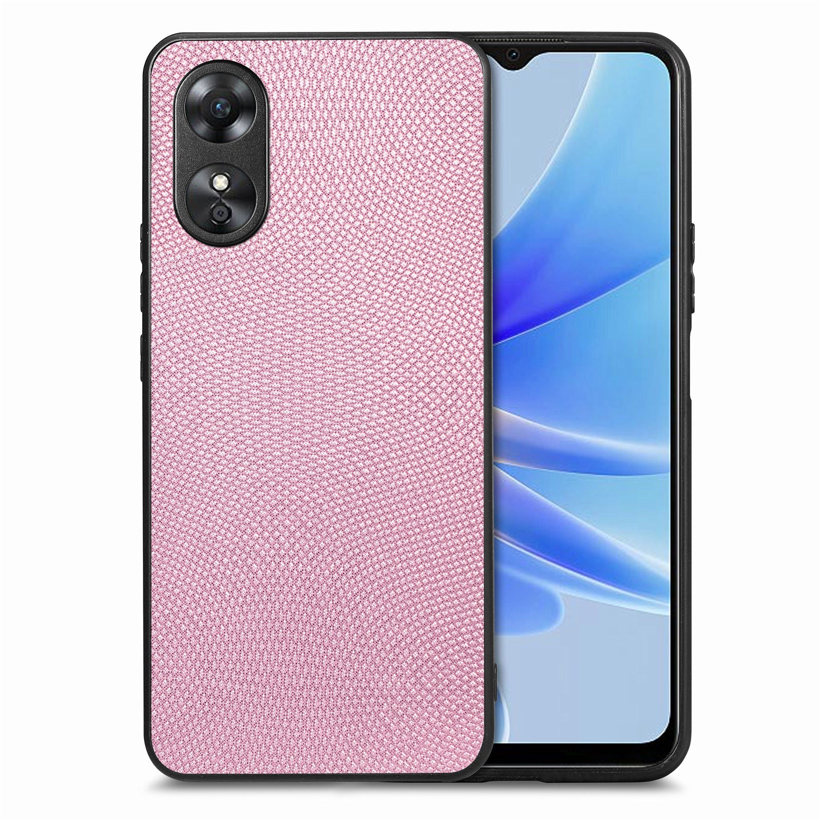 For Oppo A17 4G A17k 4G Anti-Fingerprint Phone Case PU Leather Coated PC TPU Slim Cell Phone Cover