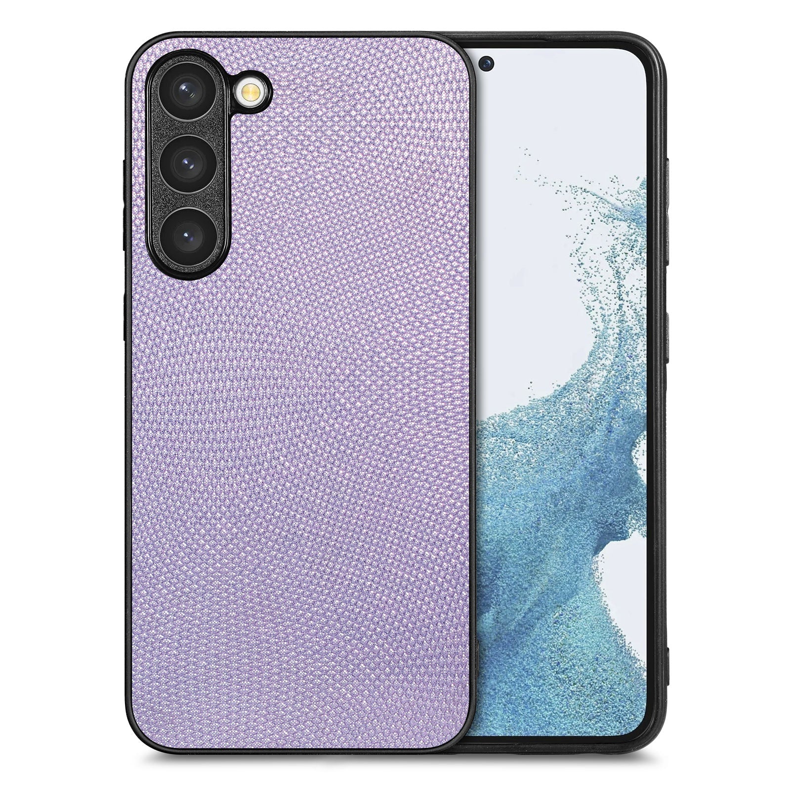 For Samsung Galaxy S23 Anti-Scratch Precise Cutout Phone Cover PU Leather Coated PC TPU Slim Phone Case
