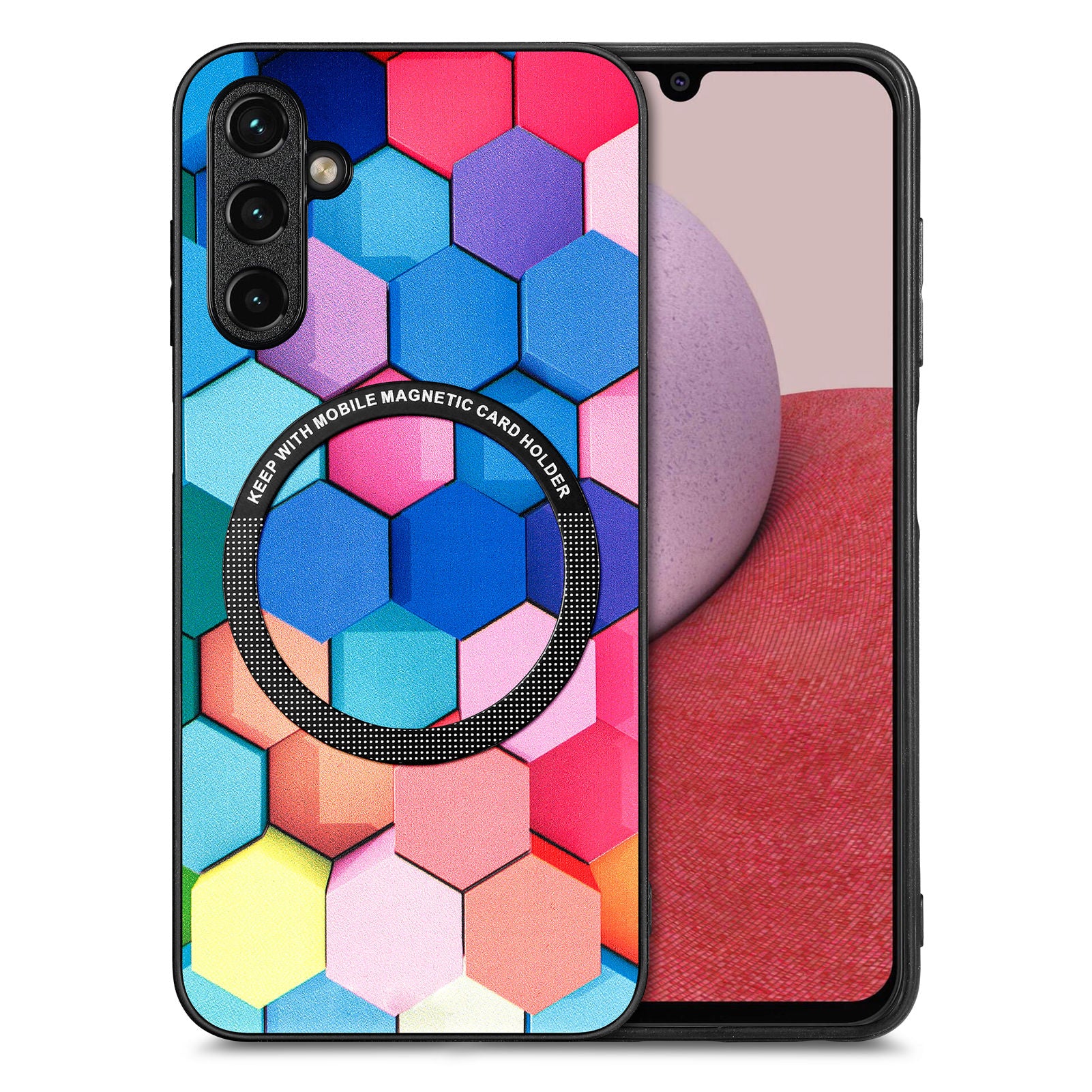 For Samsung Galaxy A14 5G / A14 4G PC TPU PU Leather Coated Cover Stylish Pattern Phone Case with Metal Ring