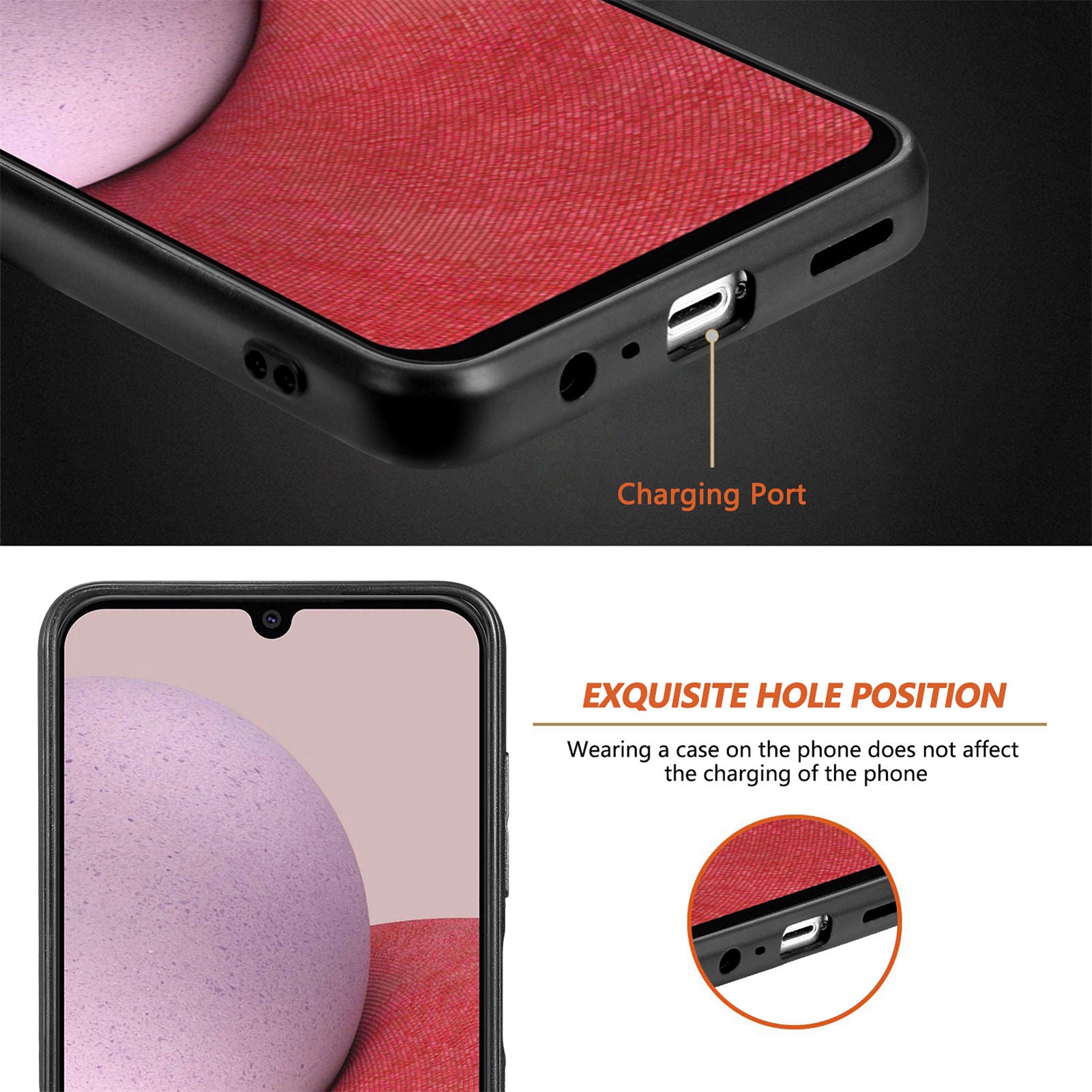 For Samsung Galaxy A14 5G / A14 4G PC TPU PU Leather Coated Cover Stylish Pattern Phone Case with Metal Ring