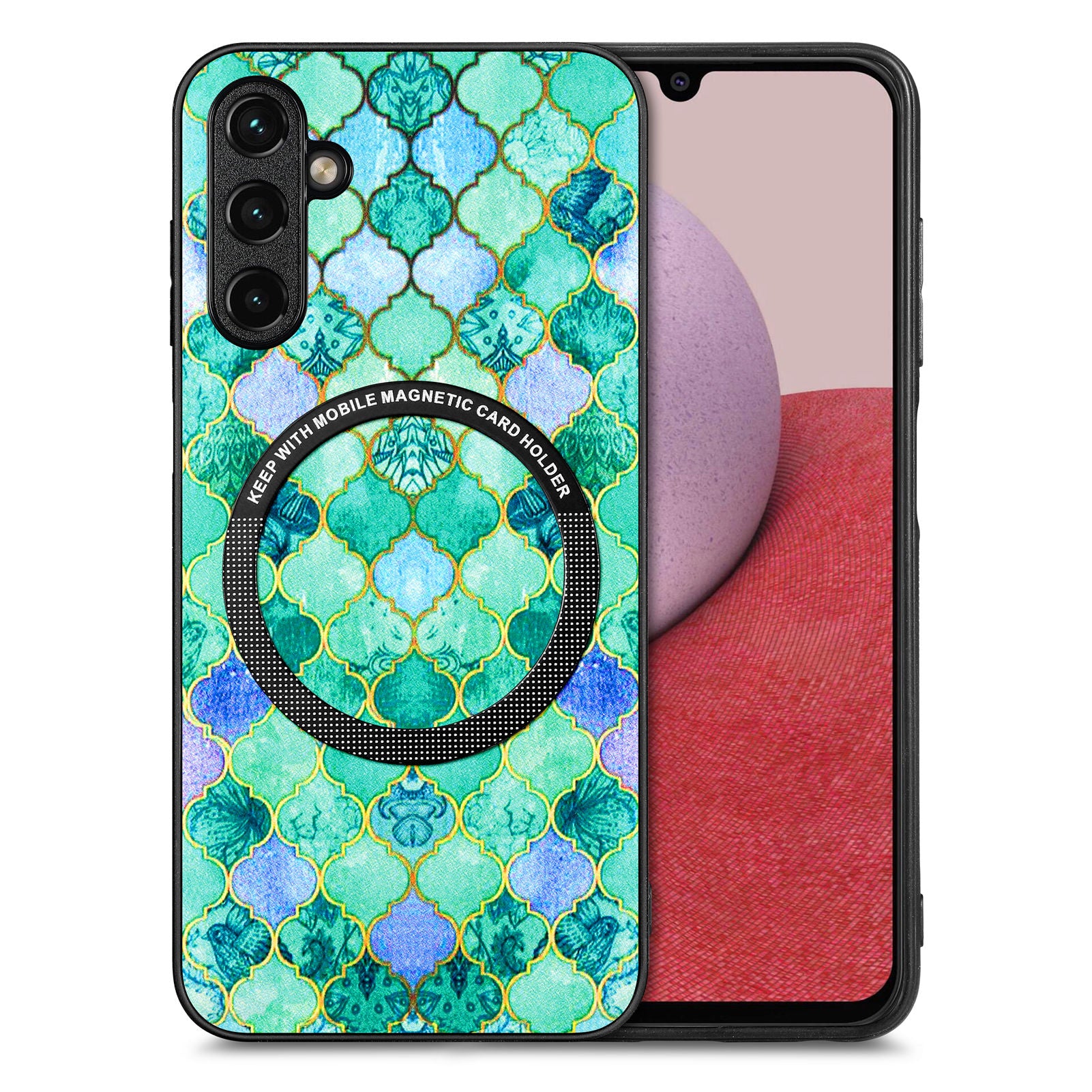 For Samsung Galaxy A14 5G A14 4G PC TPU PU Leather Coated Cover Stylish Pattern Phone Case with Metal Ring