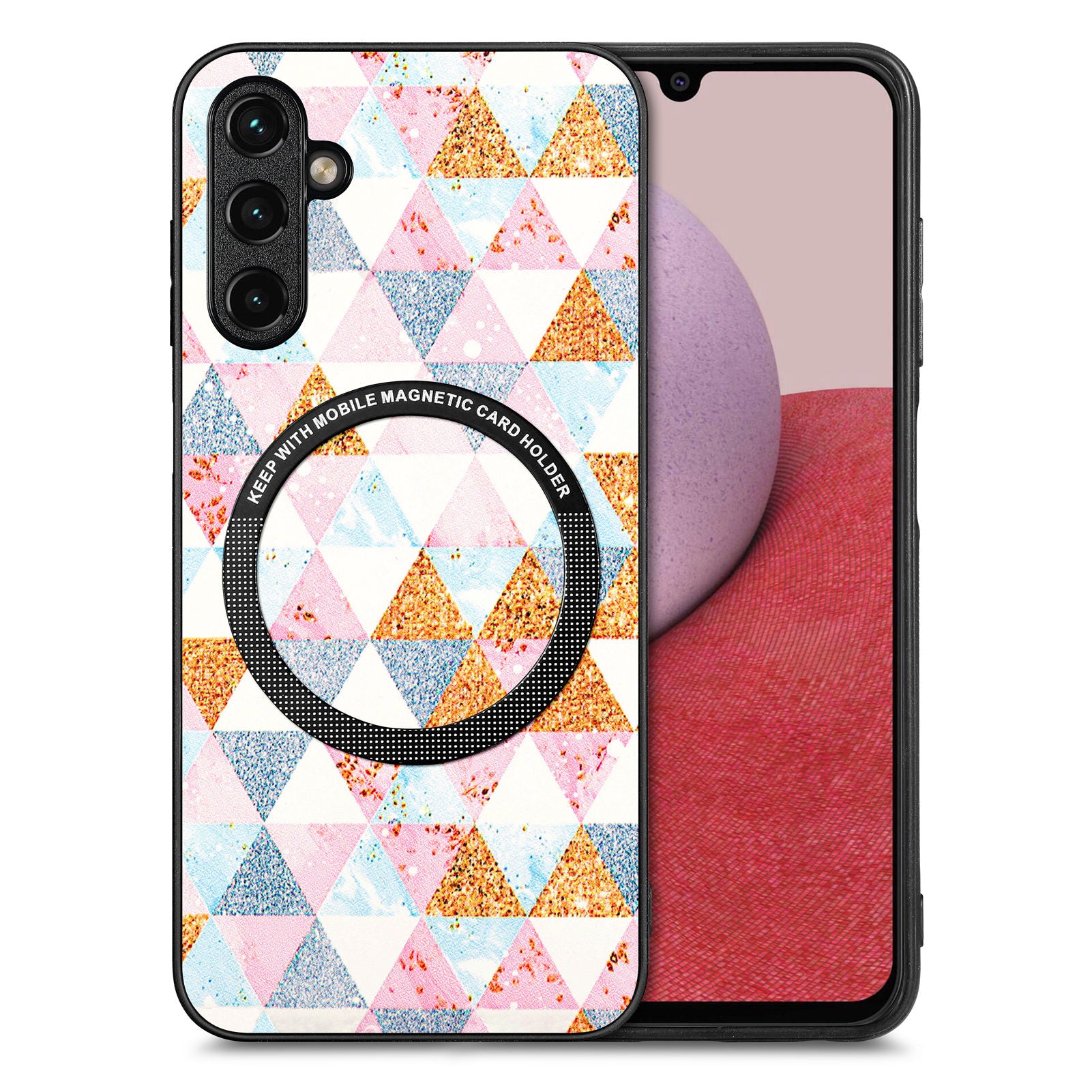 For Samsung Galaxy A14 5G / A14 4G PC TPU PU Leather Coated Cover Stylish Pattern Phone Case with Metal Ring