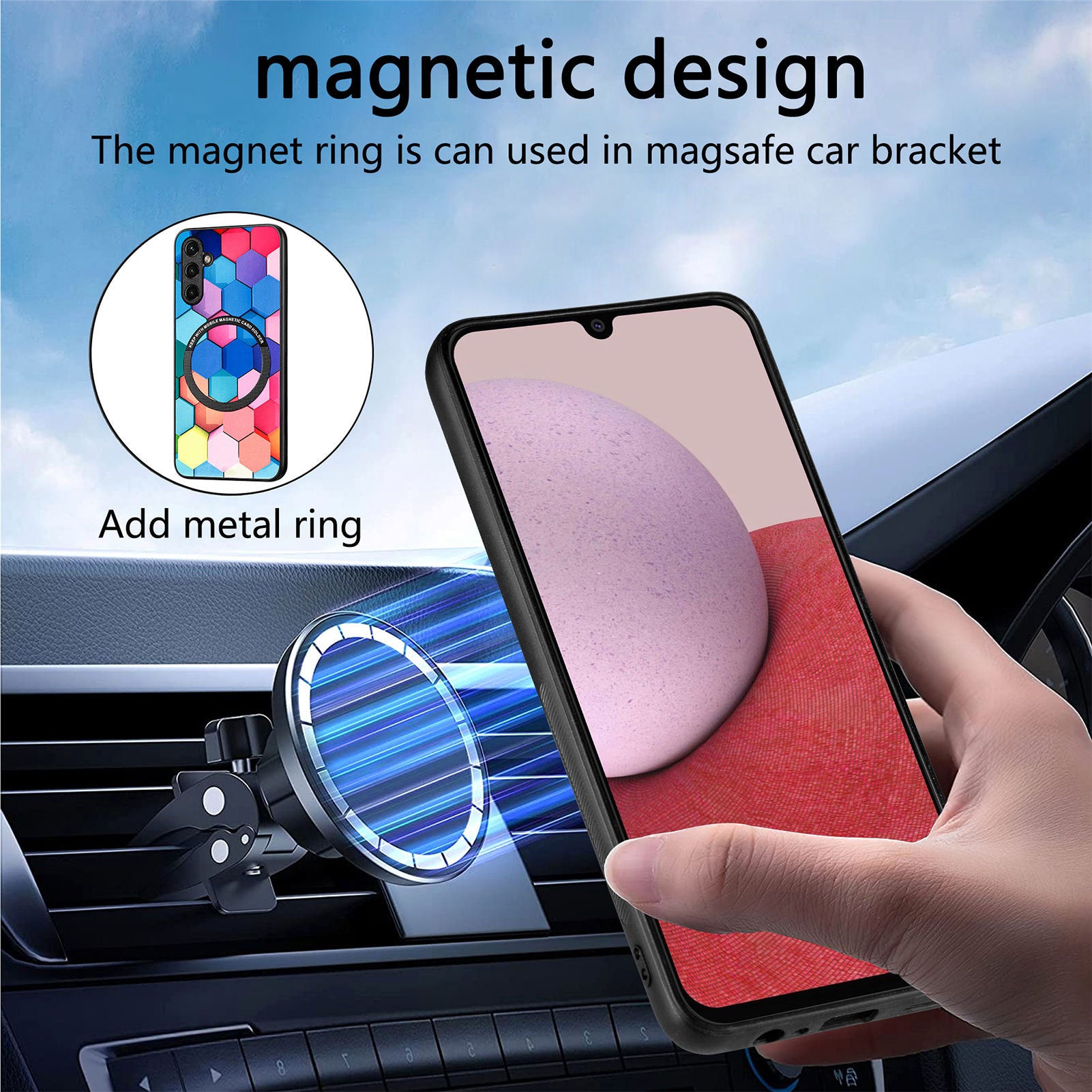 For Samsung Galaxy A14 5G A14 4G PC TPU PU Leather Coated Cover Stylish Pattern Phone Case with Metal Ring