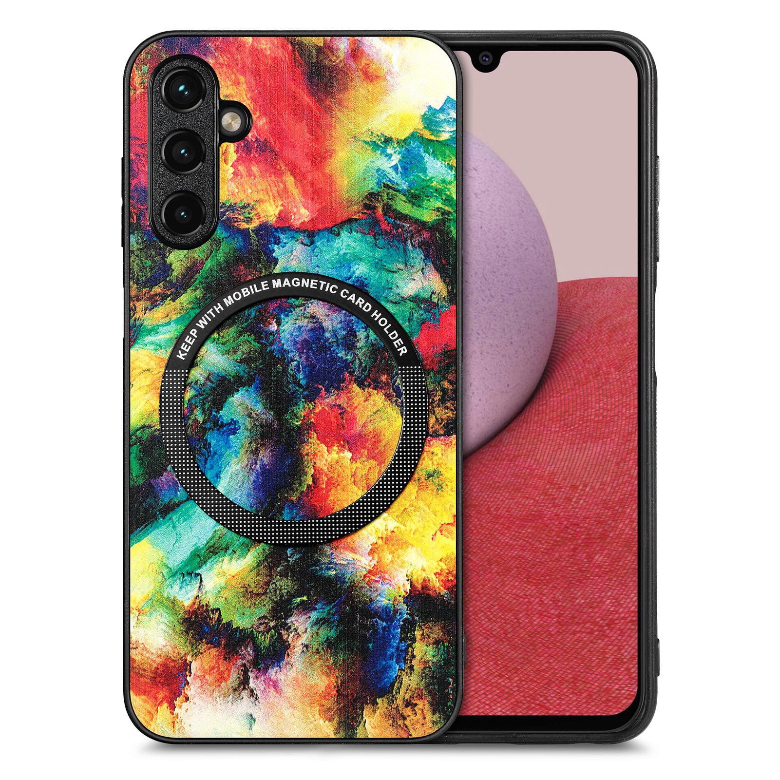 For Samsung Galaxy A14 5G A14 4G PC TPU PU Leather Coated Cover Stylish Pattern Phone Case with Metal Ring