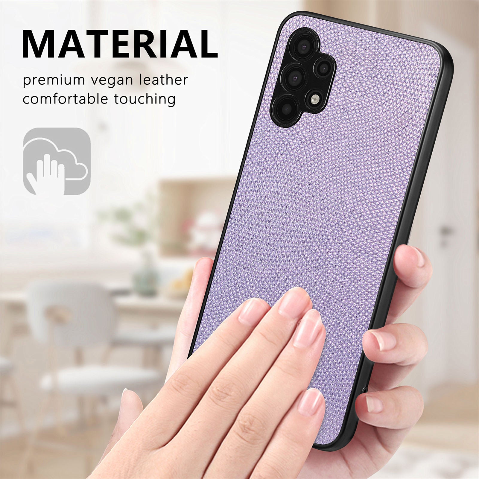 Anti-fingerprint Non-slip Phone Case For Samsung Galaxy A32 5G / M32 5G PC PU Leather TPU Protective Phone Back Cover