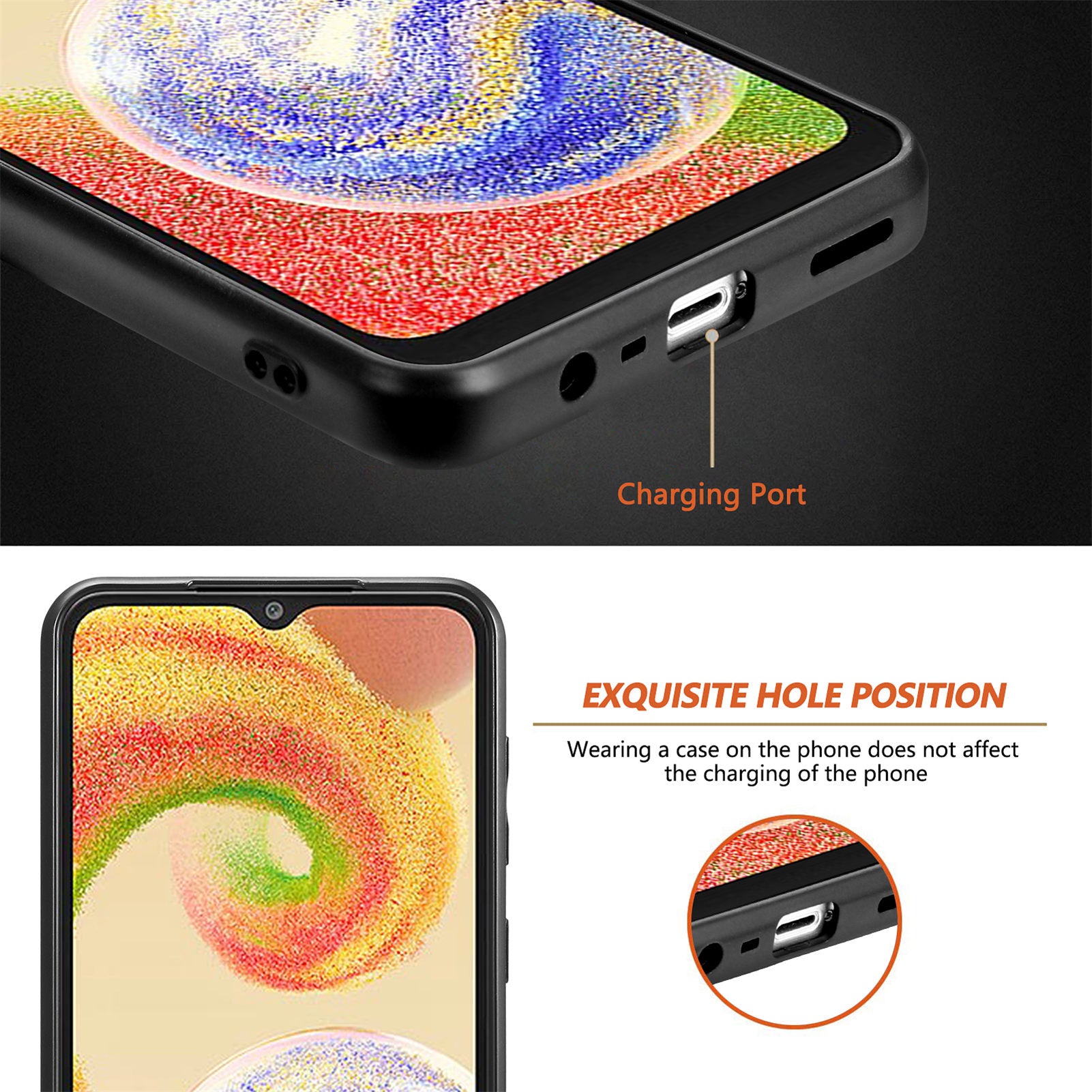 Drop-proof Phone Cover For Samsung Galaxy A04 4G (164.4 x 76.3 x 9.1 mm) PC PU Leather TPU Slim Phone Case