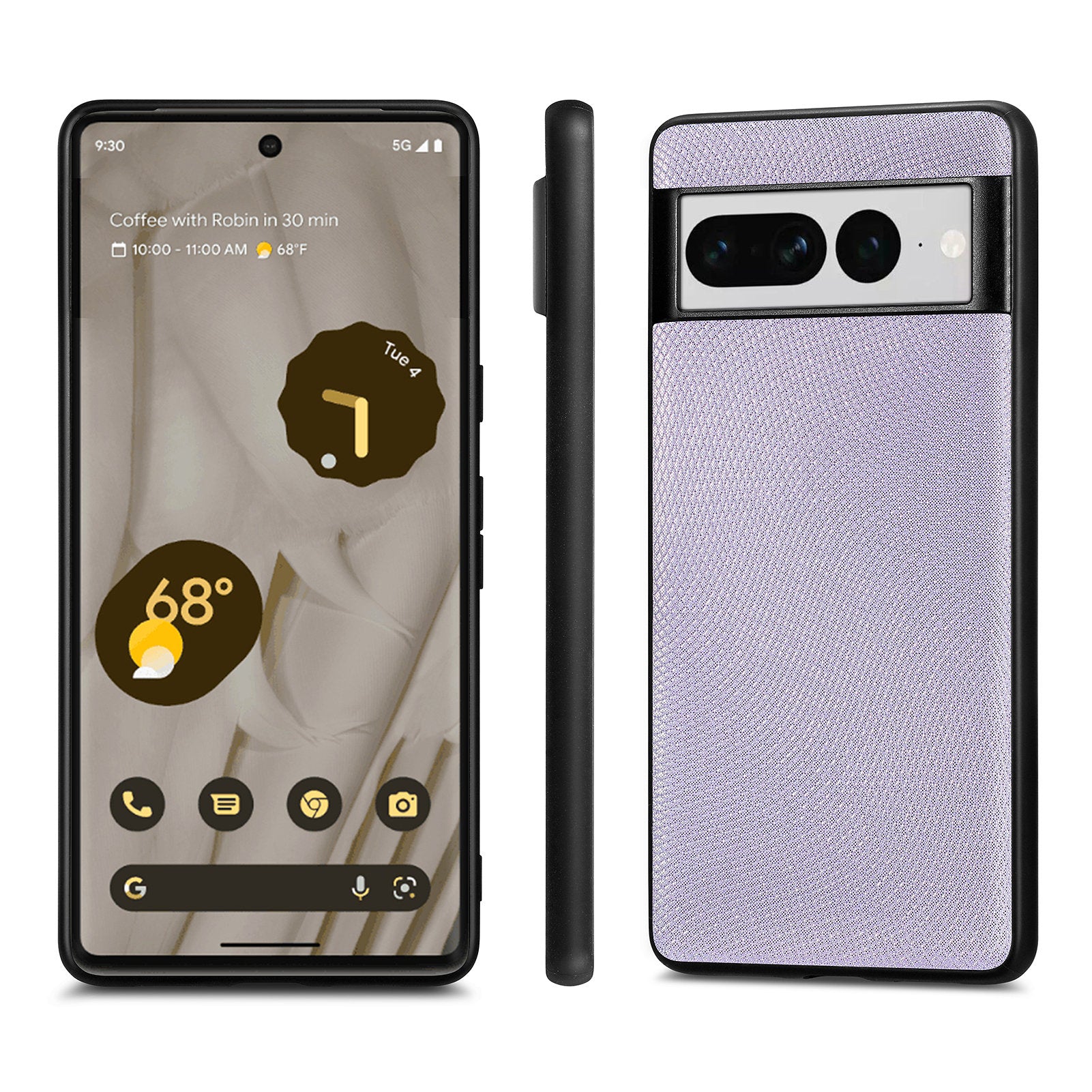 For Google Pixel 7 Pro 5G PC PU Leather TPU Anti-fall Phone Cover Precise Cutout Anti-scratch Smartphone Case