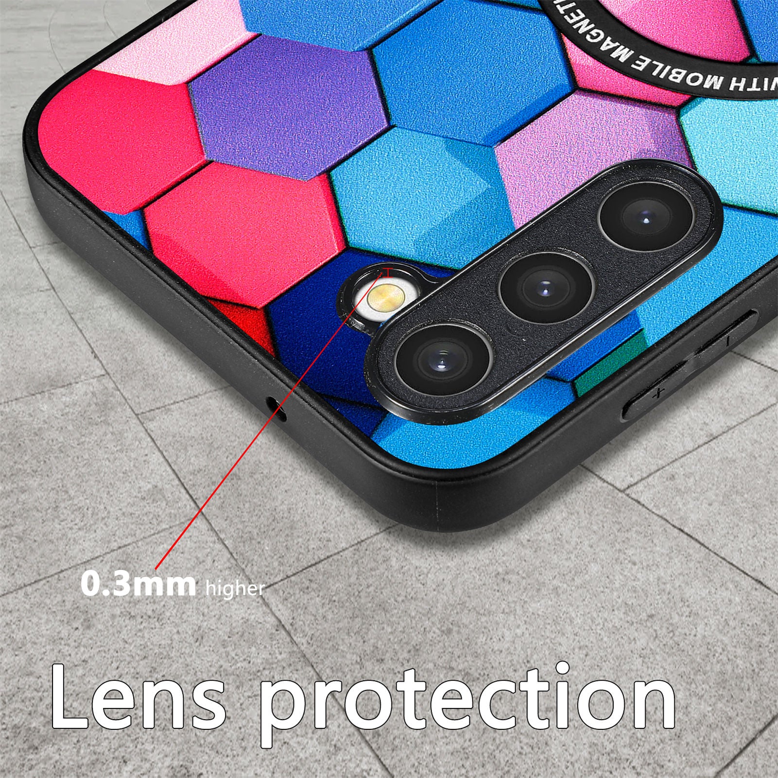 For Samsung Galaxy S23 Stylish Pattern Metal Ring Design Phone Case PC TPU PU Leather Coating Drop-proof Cover