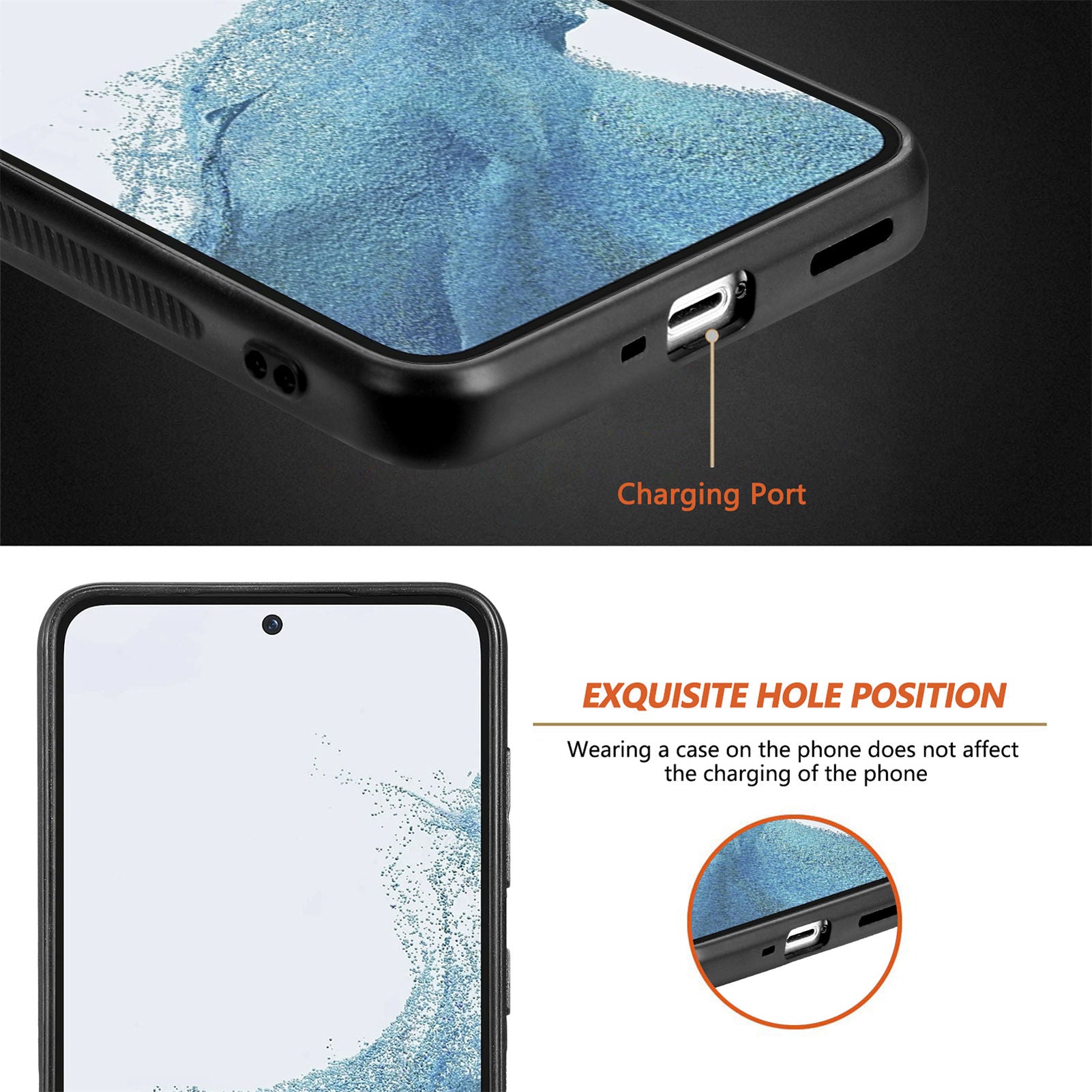 For Samsung Galaxy S23 Stylish Pattern Metal Ring Design Phone Case PC TPU PU Leather Coating Drop-proof Cover