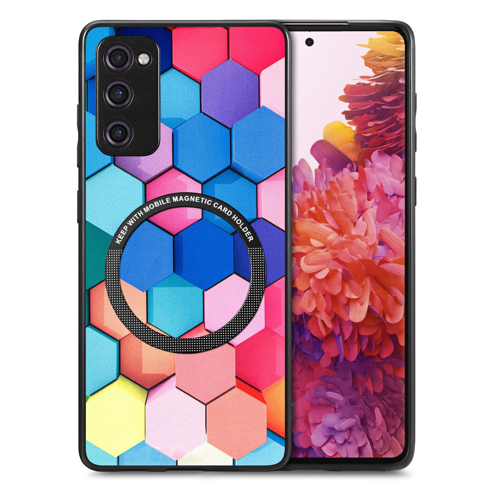 For Samsung Galaxy S20 FE 4G / FE 5G / S20 Lite / S20 FE 2022 PC TPU PU Leather Slim Cover Metal Ring Pattern Printing Phone Case