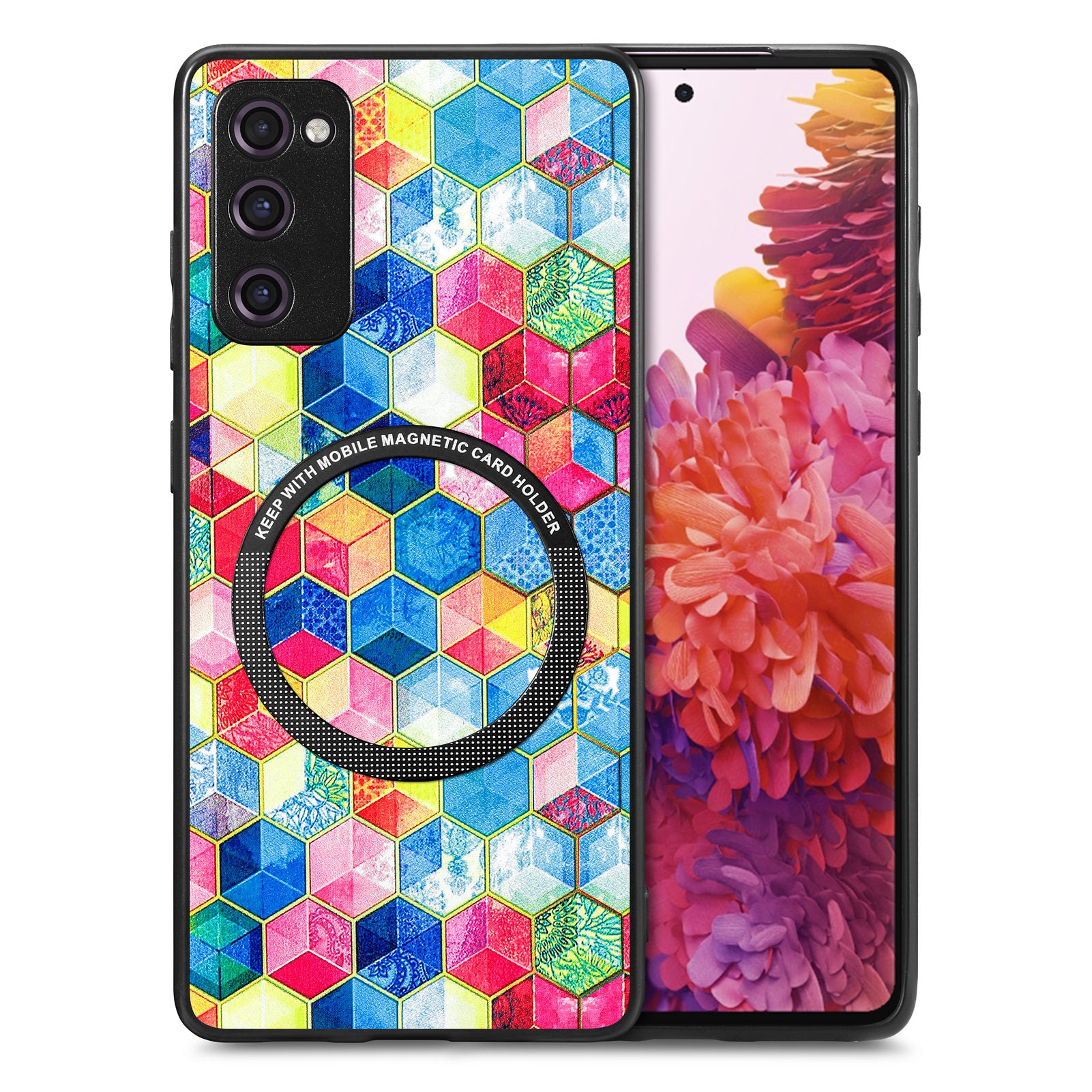 For Samsung Galaxy S20 FE 4G FE 5G S20 Lite S20 FE 2022 PC TPU PU Leather Slim Cover Metal Ring Pattern Printing Phone Case