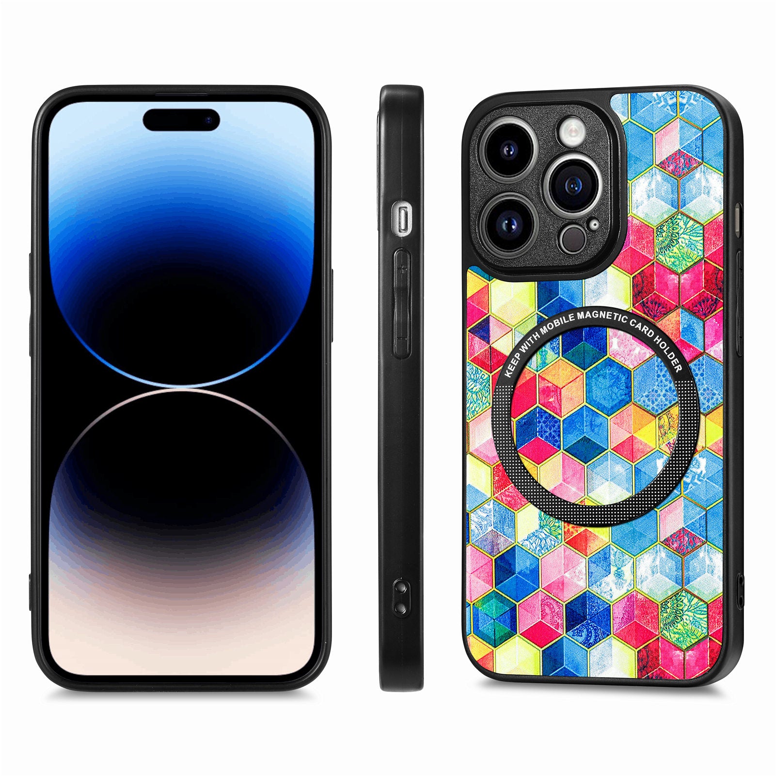 For iPhone 14 Pro Max Phone Case PC TPU PU Leather Mobile Phone Cover Compatible with MagSafe Charging