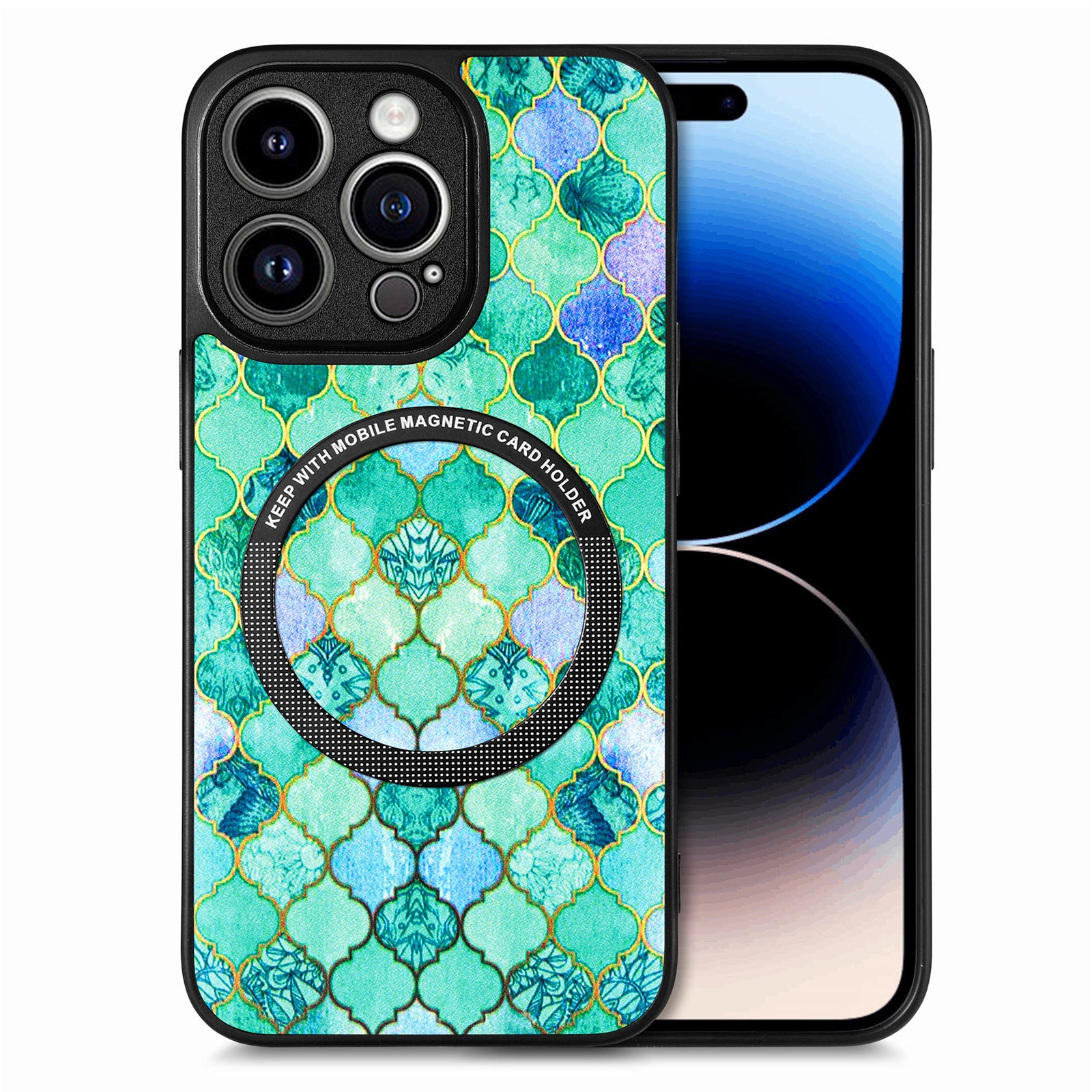 For iPhone 14 Pro Max Phone Case PC TPU PU Leather Mobile Phone Cover Compatible with MagSafe Charging