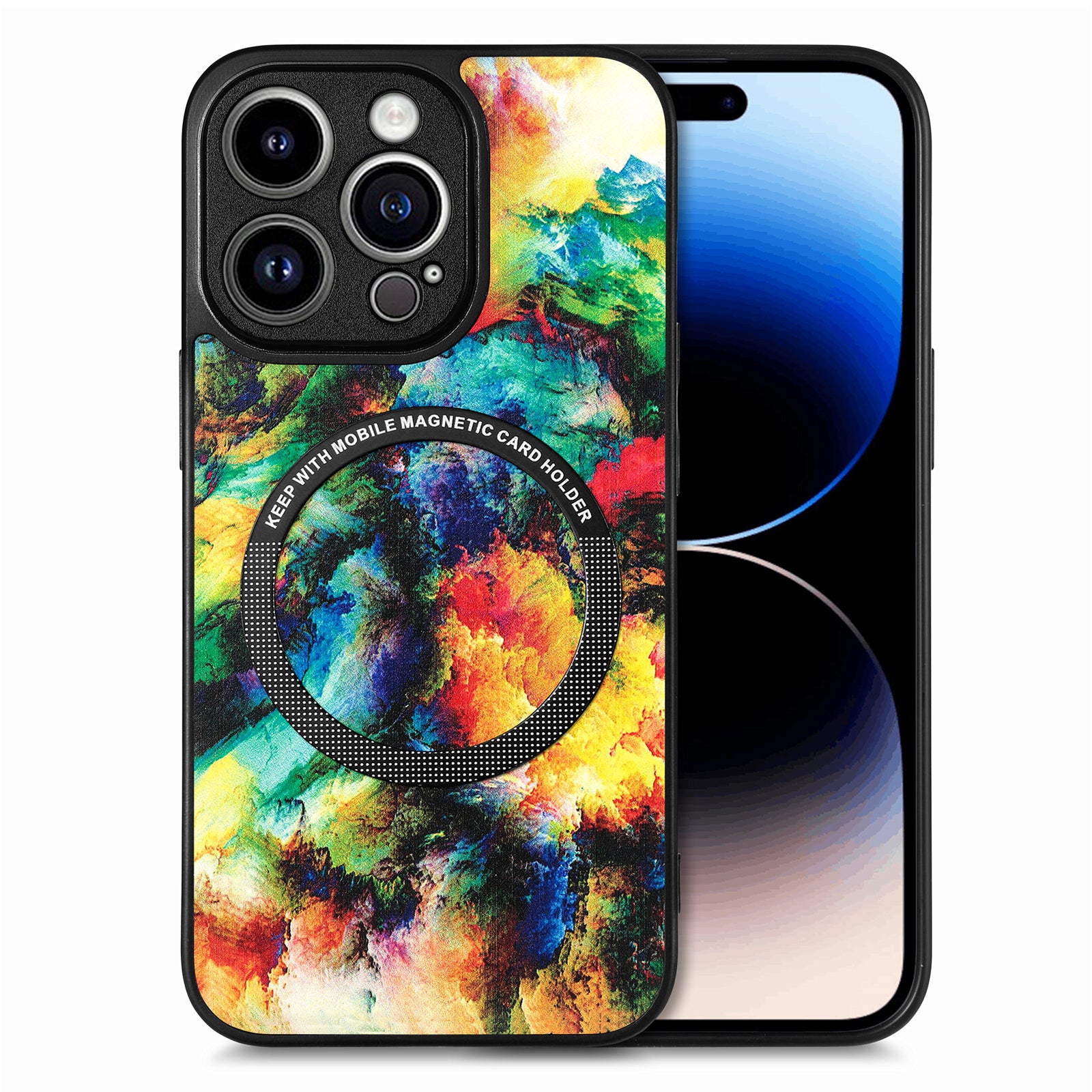 For iPhone 14 Pro Max Phone Case PC TPU PU Leather Mobile Phone Cover Compatible with MagSafe Charging