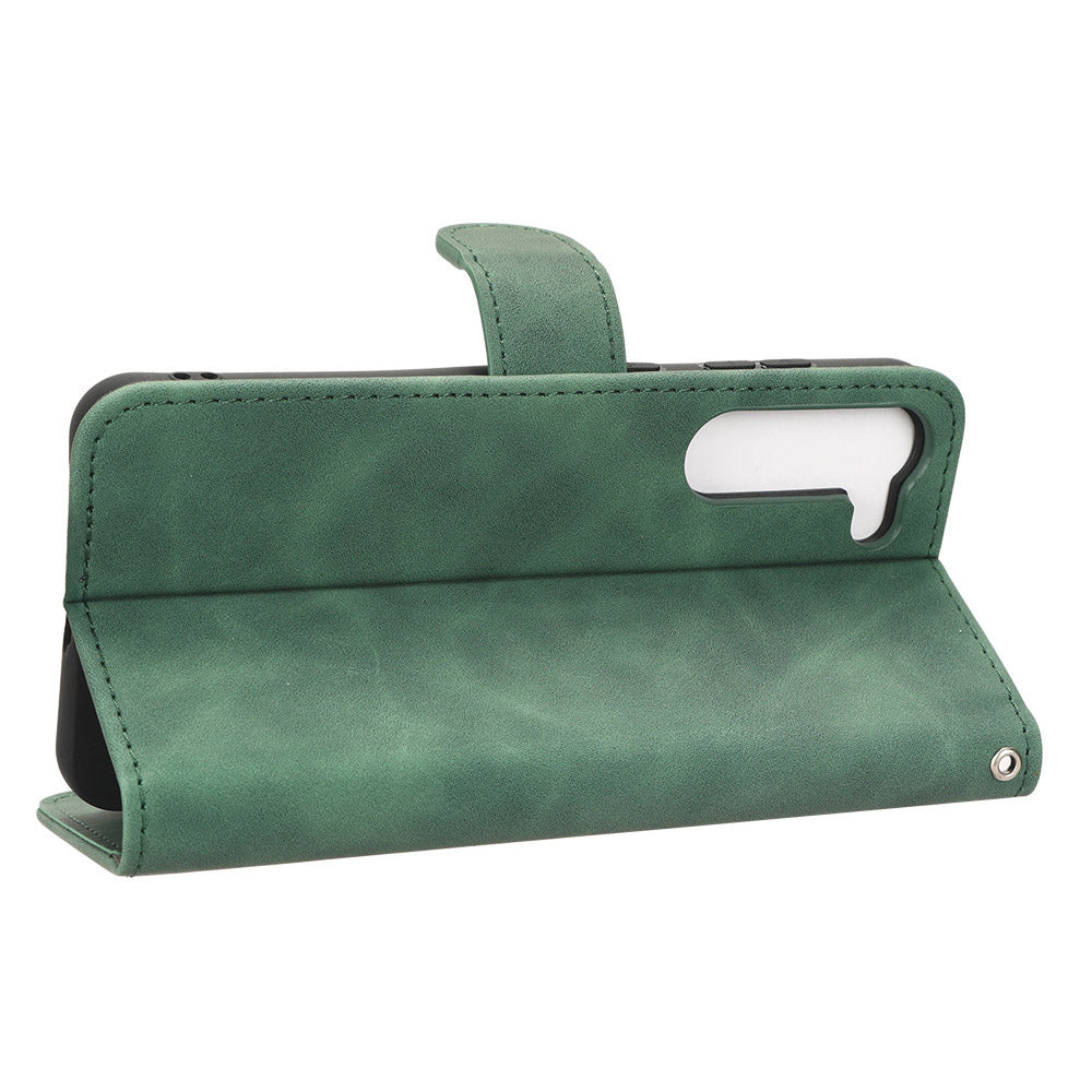 For Samsung Galaxy S23 Skin-touch Feeling PU Leather Phone Case Wallet Phone Stand Cover Anti-Dust Phone Protector