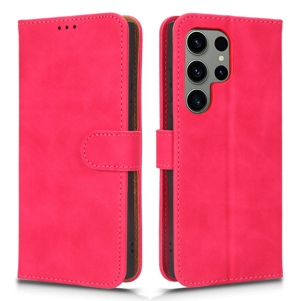 For Samsung Galaxy S23 Ultra Mobile Phone Cover Shell Skin-touch Feeling PU Leather Wallet Phone Stand Case