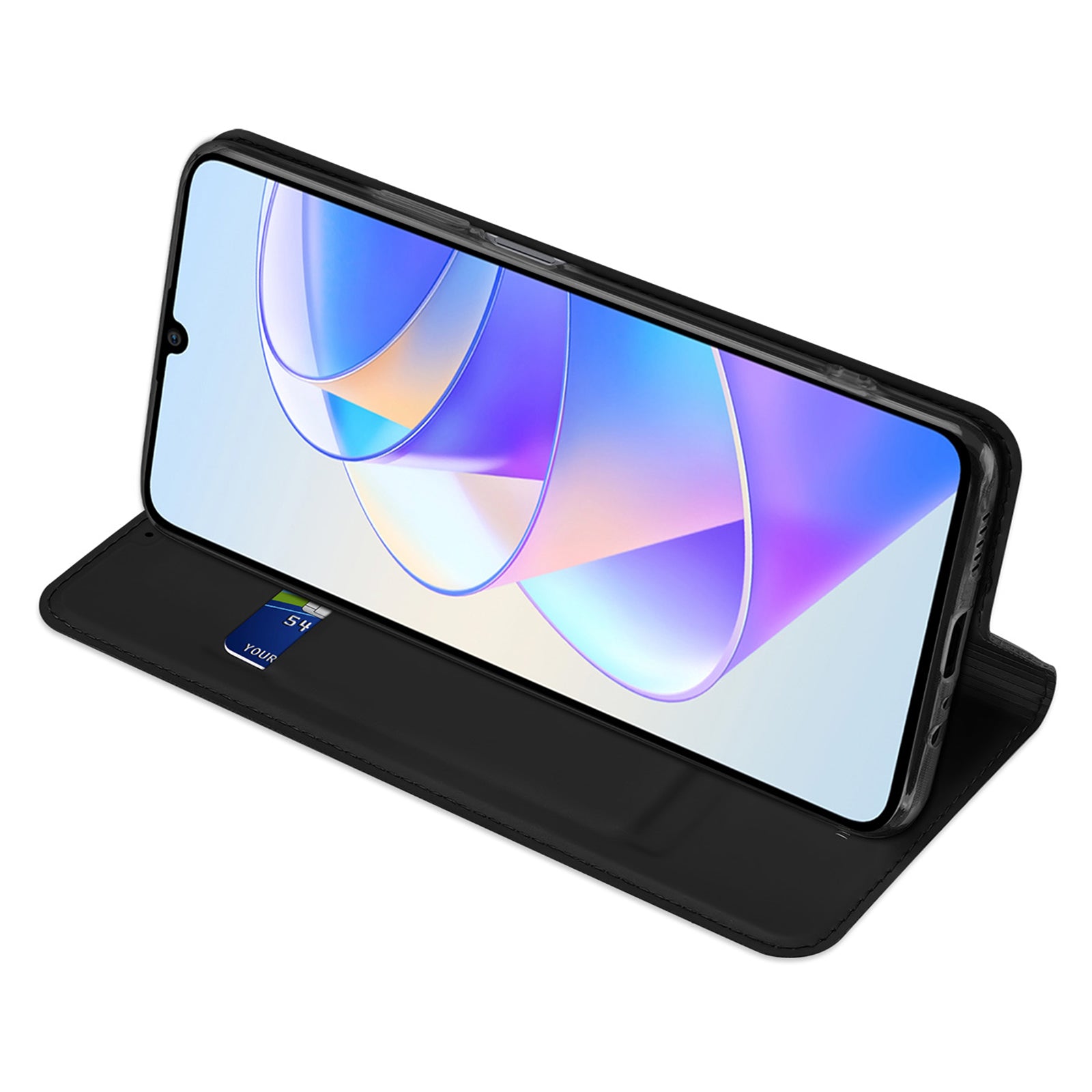DUX DUCIS Skin Pro Series for Honor X7a 5G Phone Stand Cover PU Leather Phone Case with Card Slot - Black