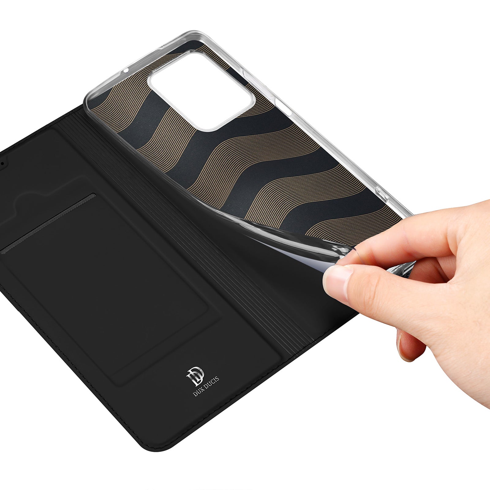 DUX DUCIS Skin Pro Series for Honor X7a 5G Phone Stand Cover PU Leather Phone Case with Card Slot - Black