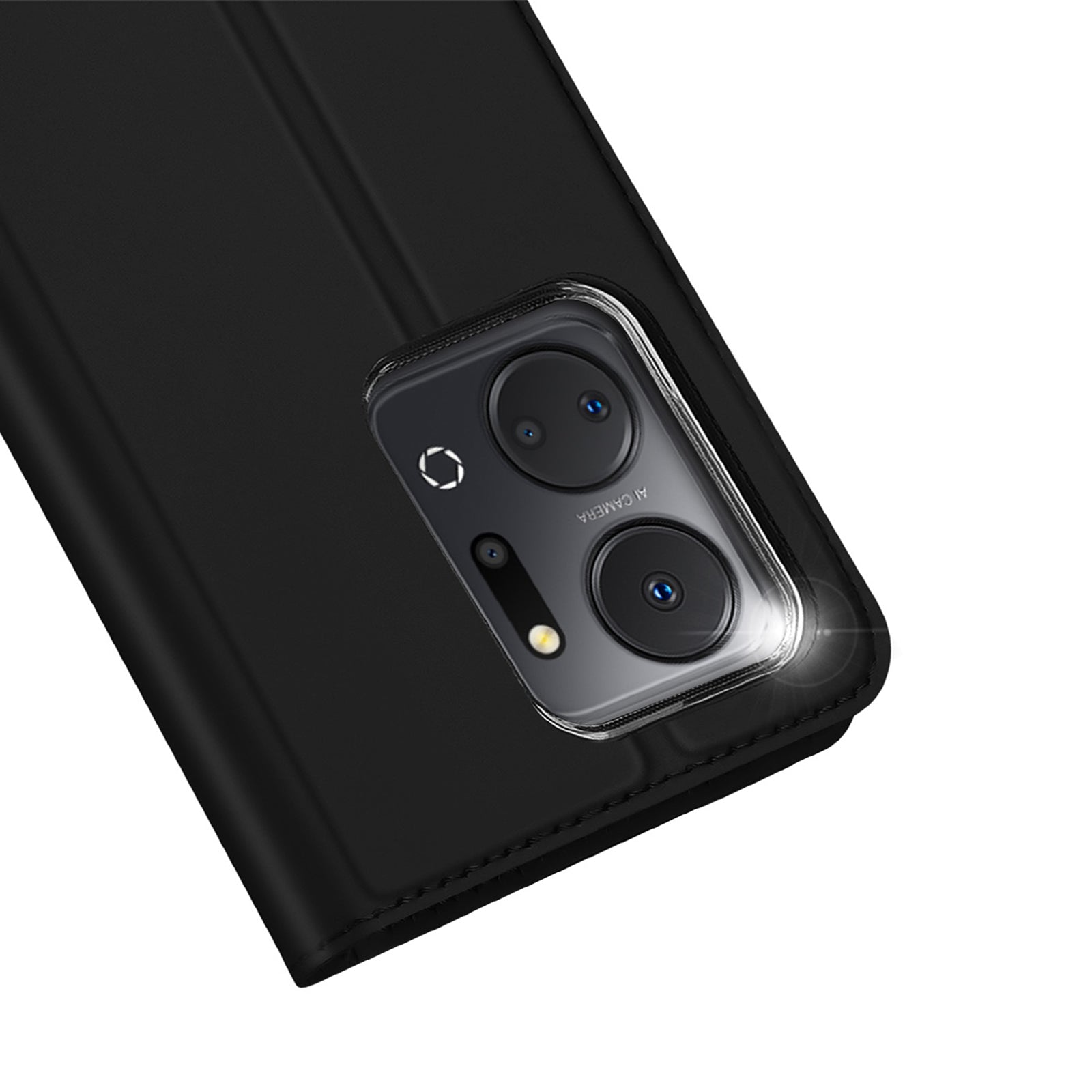 DUX DUCIS Skin Pro Series for Honor X7a 5G Phone Stand Cover PU Leather Phone Case with Card Slot - Black