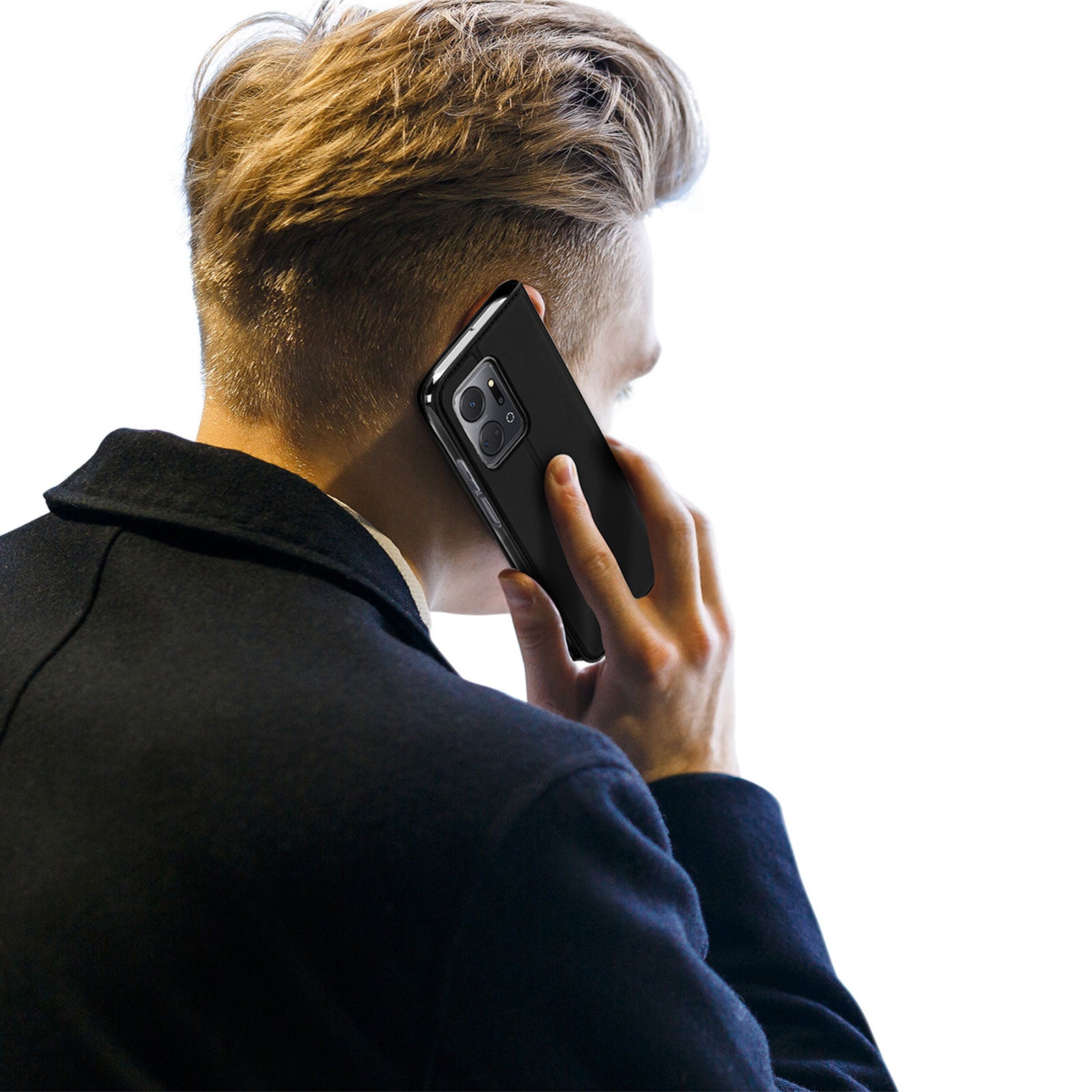 DUX DUCIS Skin Pro Series for Honor X7a 5G Phone Stand Cover PU Leather Phone Case with Card Slot - Black