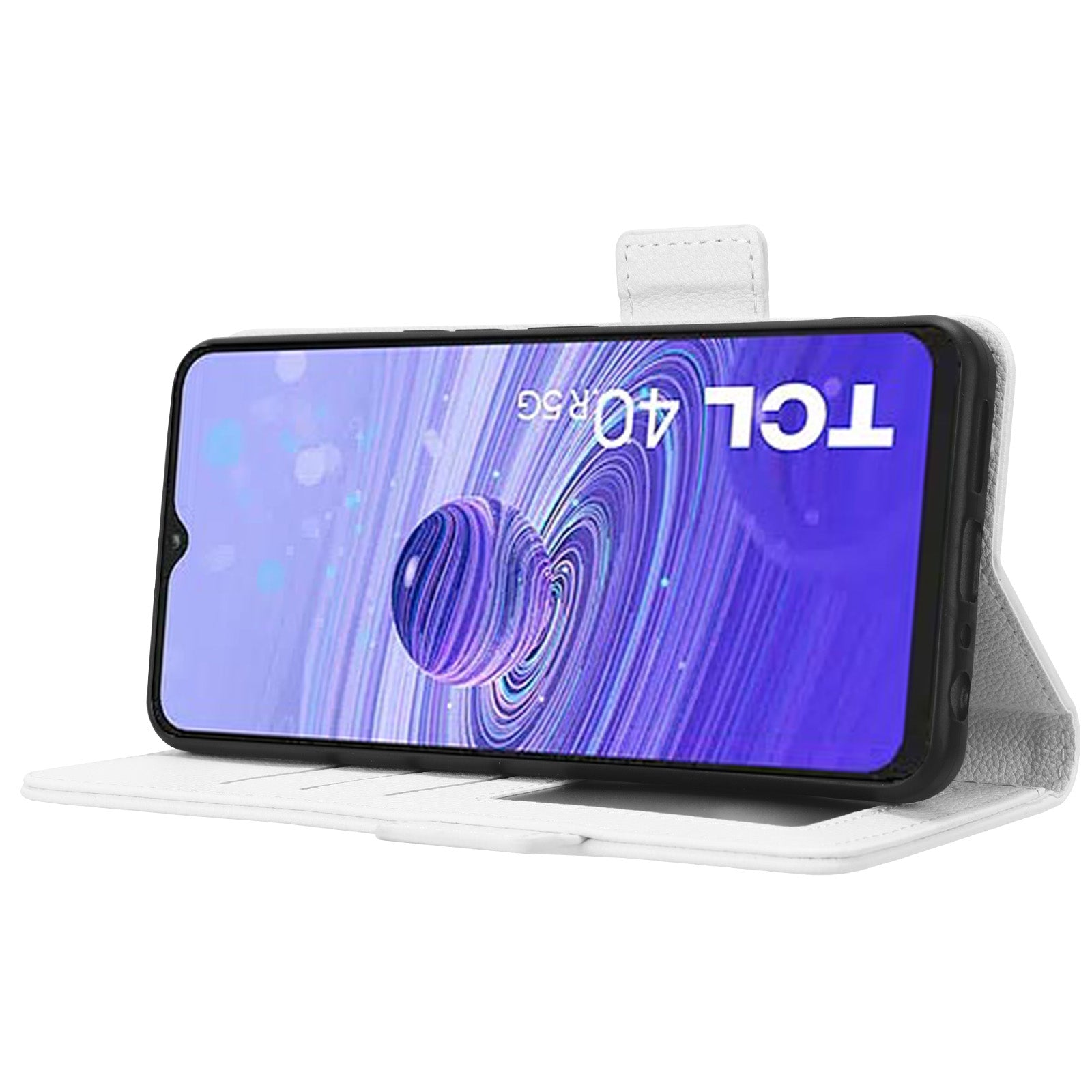 Leather Smartphone Case for TCL 40R 5G Dual Magnetic Clasp Litchi Texture Flip Wallet Stand Scratch-resistant Phone Cover