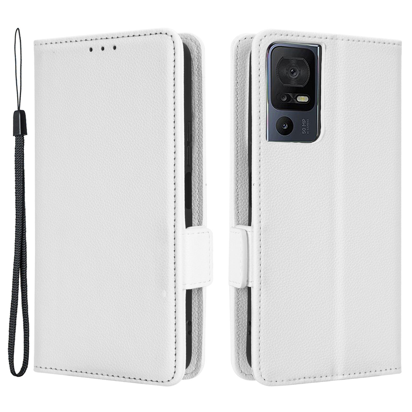 Anti-fall Leather Phone Case for TCL 40 SE Magnetic Litchi Texture Protective Cell Phone Cover with Wallet Stand