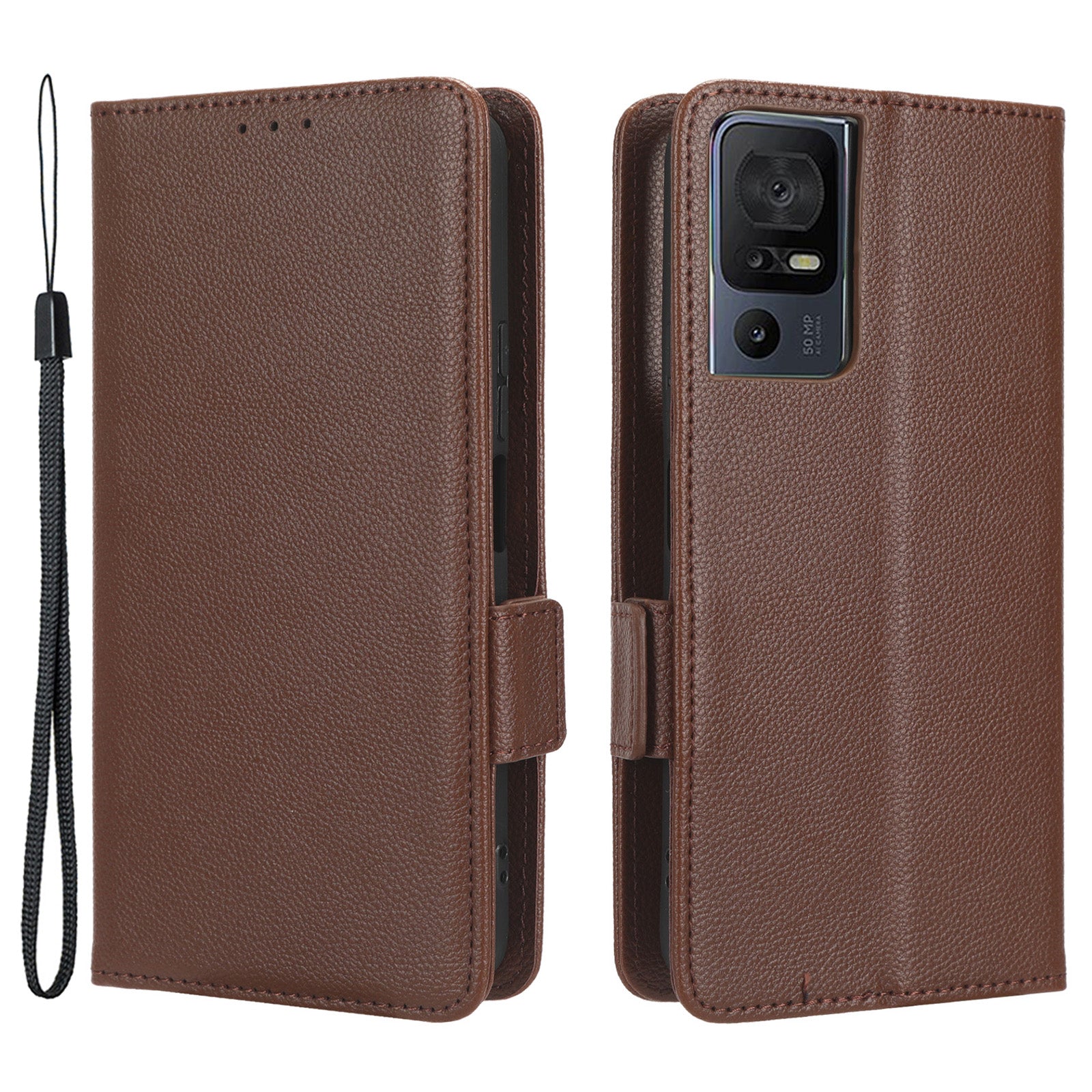 Anti-fall Leather Phone Case for TCL 40 SE Magnetic Litchi Texture Protective Cell Phone Cover with Wallet Stand