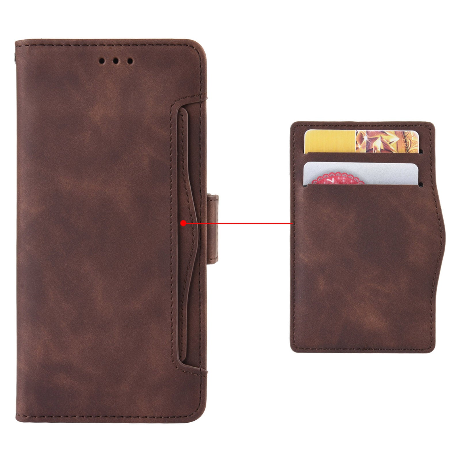 Pro Samsung Galaxy S23 Full Protection PU kožené pouzdro na telefon Stojánek Více slotů pro karty Magnetický flip peněženka Kryt na mobilní telefon
