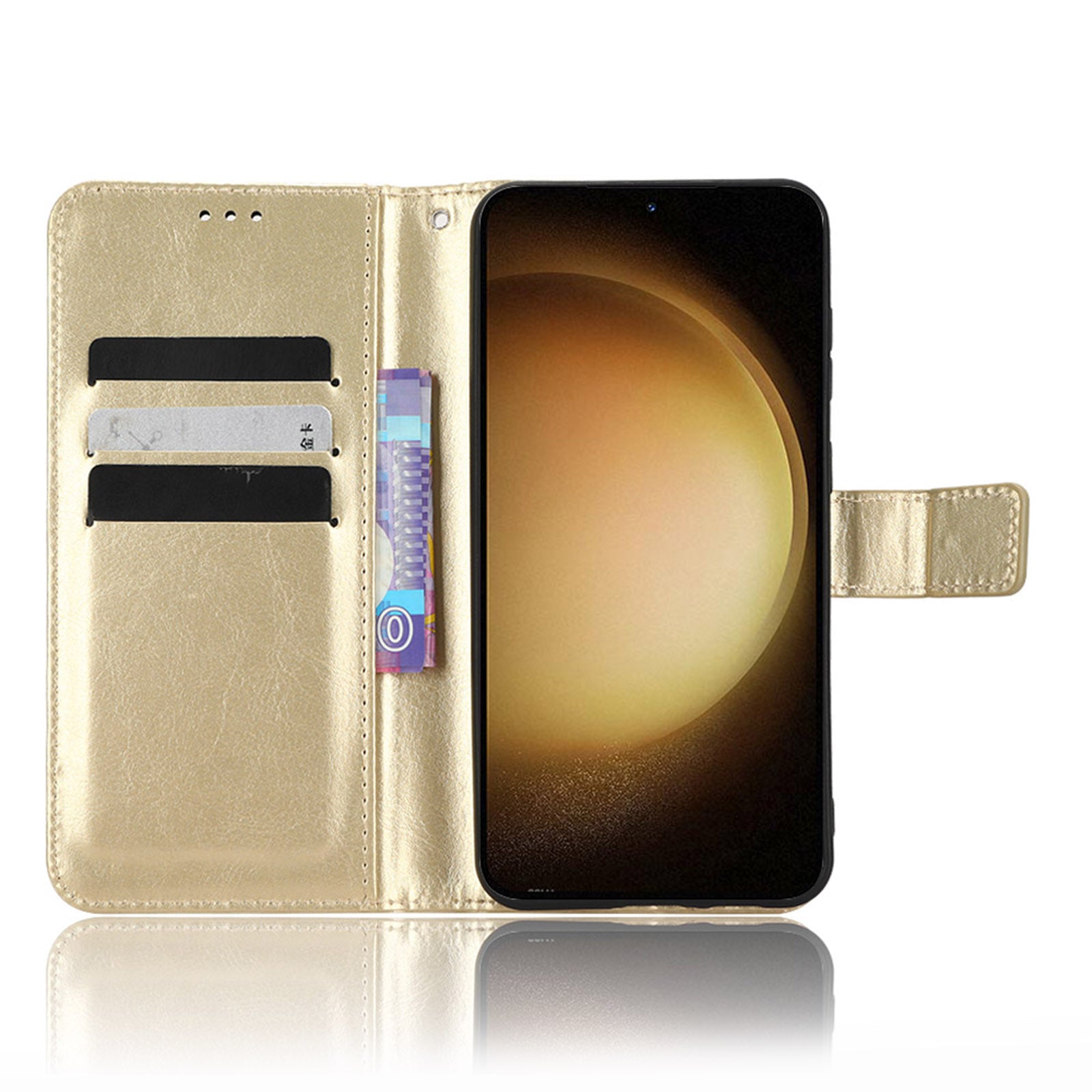 Phone Cover for Samsung Galaxy S23 Crazy Horse Texture PU Leather Flip Phone Case Wallet Stand Cover with Strap