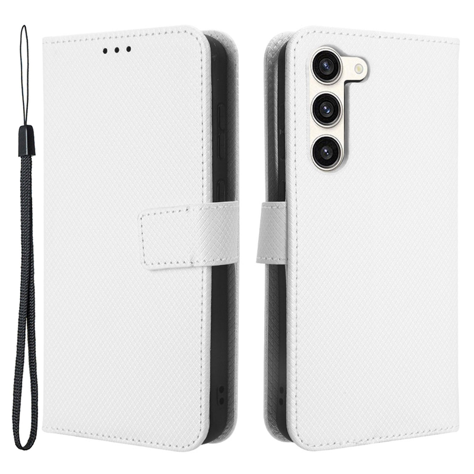 PU Leather Phone Case for Samsung Galaxy S23 Diamond Texture Wallet Stand Shockproof Phone Cover