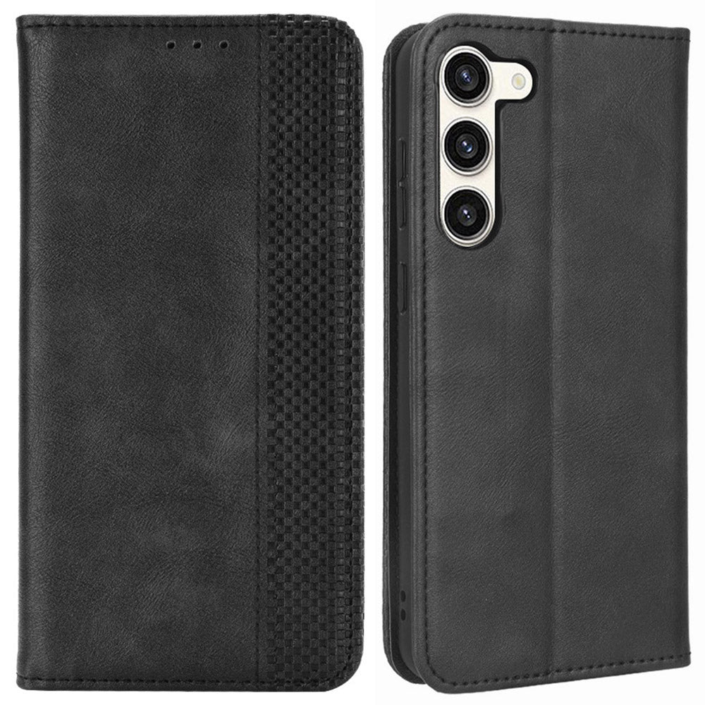 Phone Cover for Samsung Galaxy S23 Retro Texture Flip Leather Wallet Case Protective Phone Cover