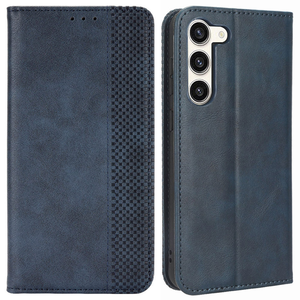Phone Cover for Samsung Galaxy S23 Retro Texture Flip Leather Wallet Case Protective Phone Cover