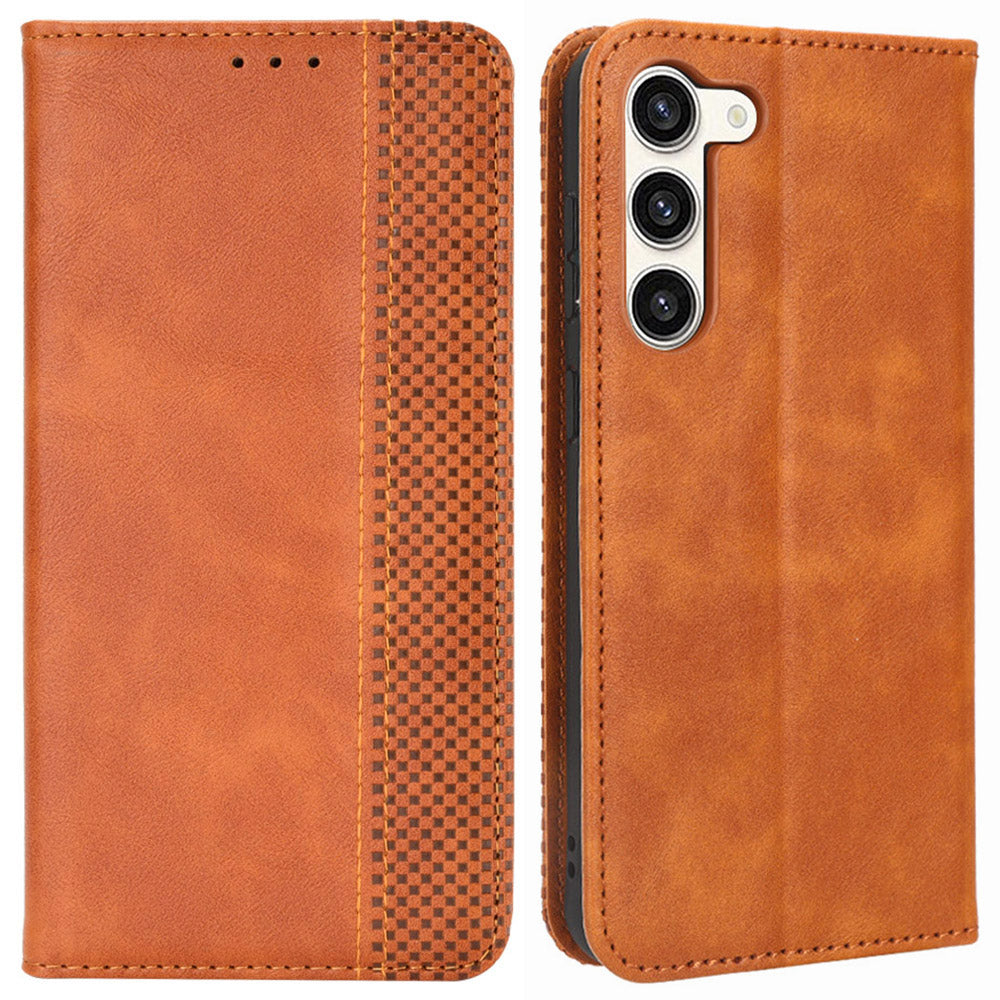 Phone Cover for Samsung Galaxy S23 Retro Texture Flip Leather Wallet Case Protective Phone Cover