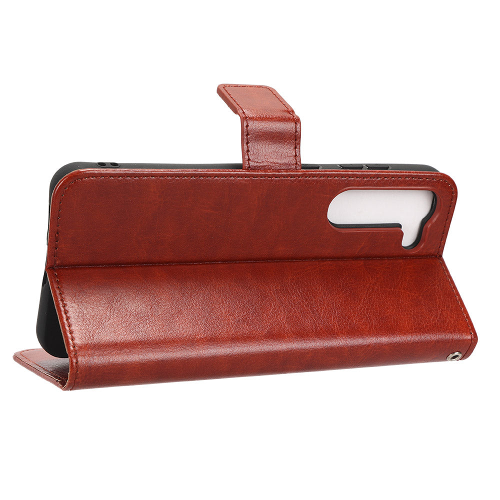 Phone Cover for Samsung Galaxy S23 PU Leather Crazy Horse Texture Wallet Stand Phone Case with Strap