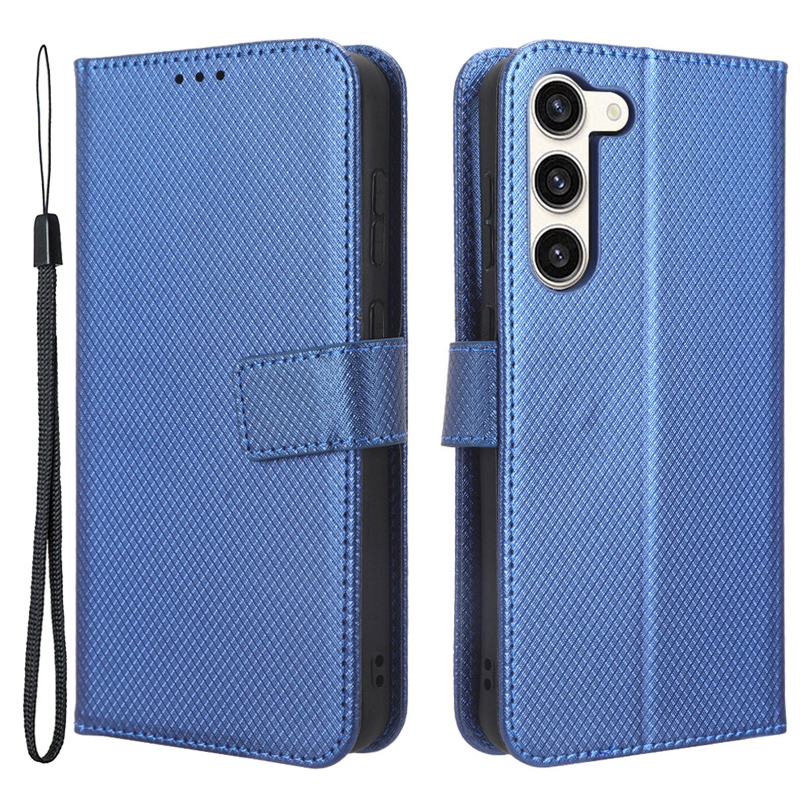 Wallet Stand Phone Case for Samsung Galaxy S23 Anti-scratch Diamond Texture PU Leather Phone Cover