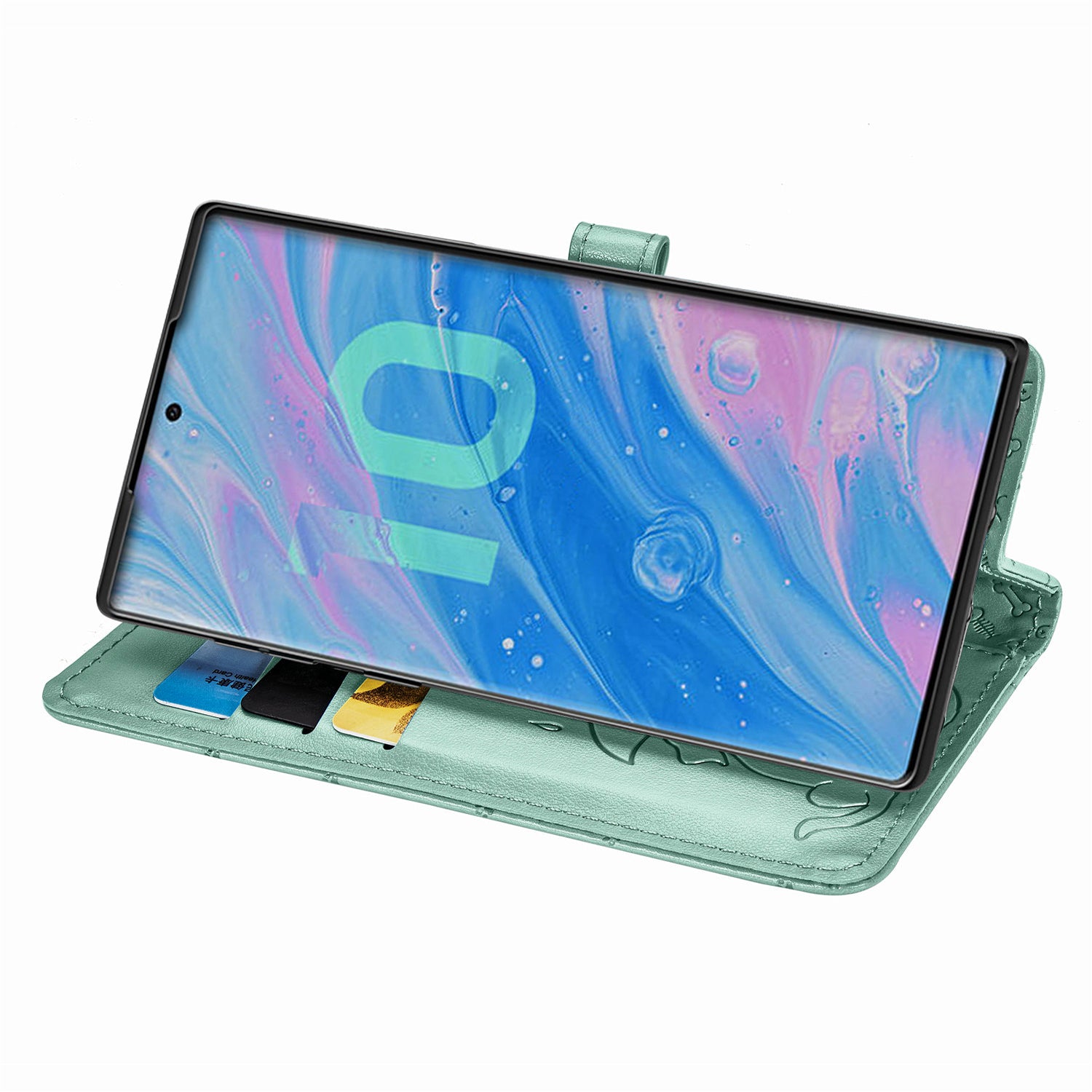 For Samsung Galaxy Note 10 4G / 5G Phone Case PU Leather Wallet Cover Imprinted Cat Dog Pattern Phone Shell with Stand Function