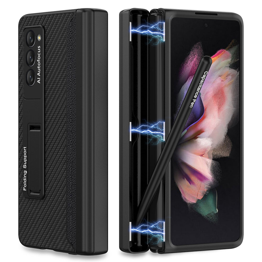 GKK For Samsung Galaxy Z Fold2 5G Kickstand Design Magnetic PC Mobile Case Pen Slot Folding Phone Protective Cover