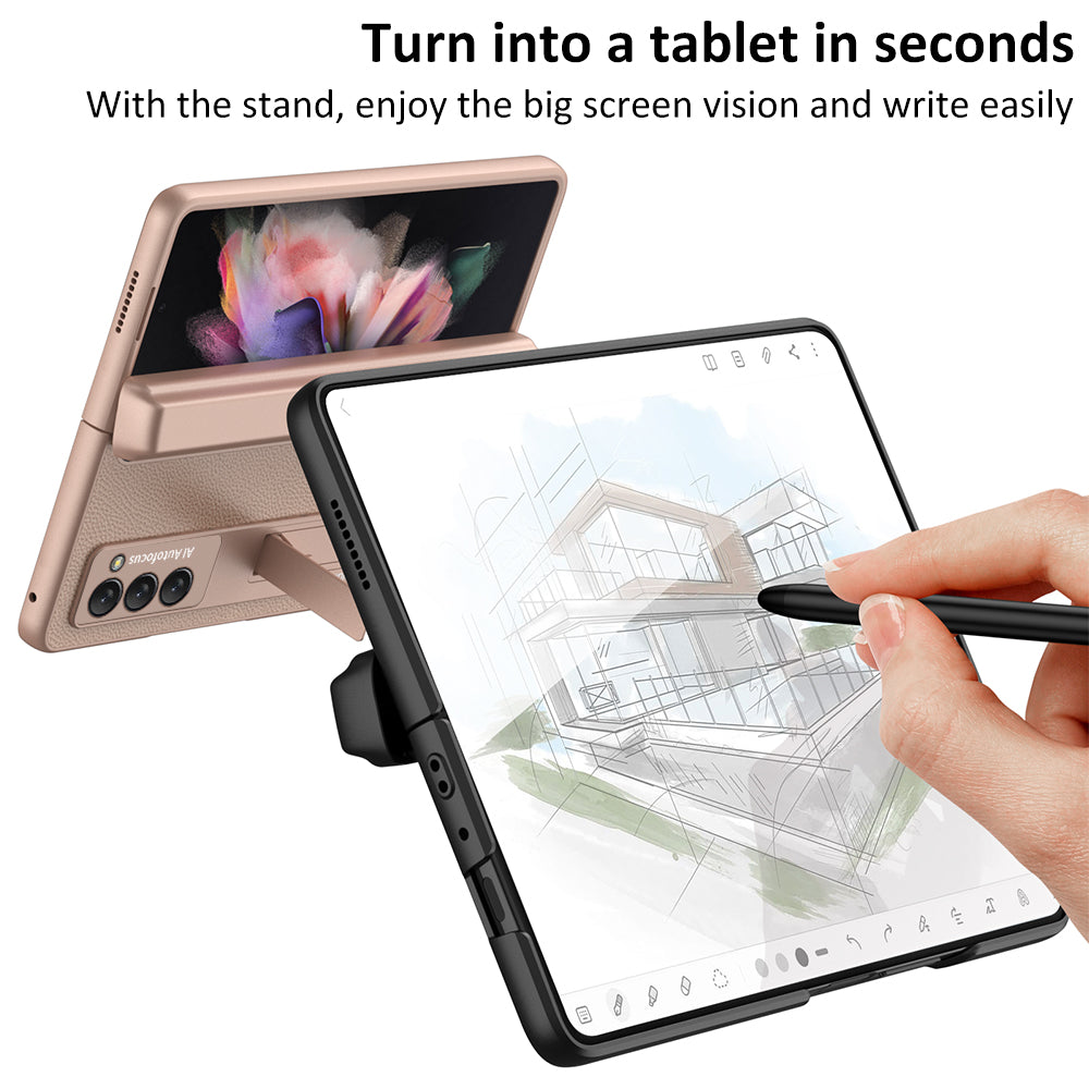 GKK For Samsung Galaxy Z Fold2 5G Kickstand Design Magnetic PC Mobile Case Pen Slot Folding Phone Protective Cover