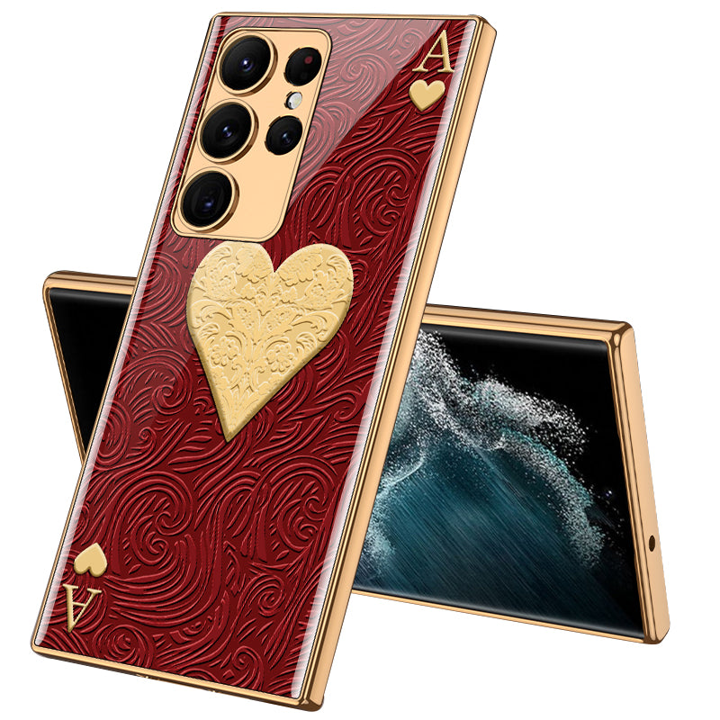 GKK Style-3 For Samsung Galaxy S23 Ultra Pattern Printing Electroplated Phone Case Tempered Glass PC Anti-scratch Cover