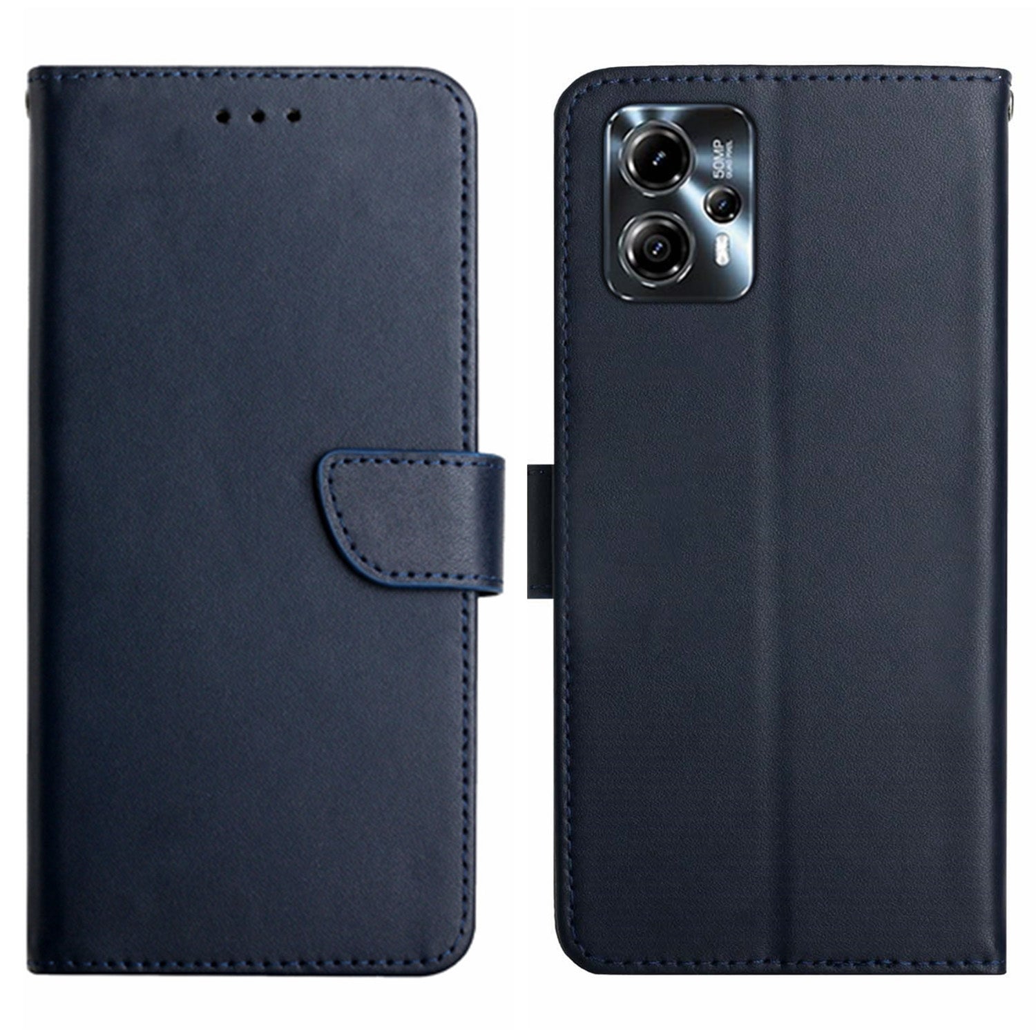 HT02 pro Motorola Moto G23 4G G13 4G stojánek na peněženku na mobilní telefon Kryt na telefon z pravé kůže Nappa Texture
