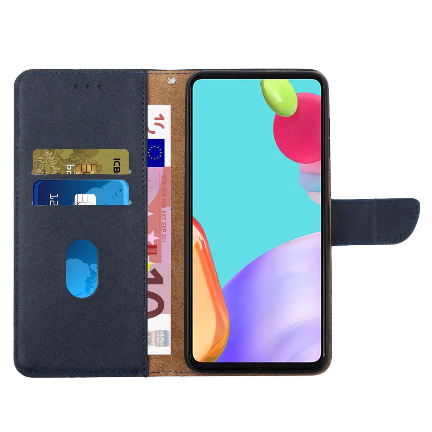 HT02 pro Motorola Moto G23 4G G13 4G stojánek na peněženku na mobilní telefon Kryt na telefon z pravé kůže Nappa Texture