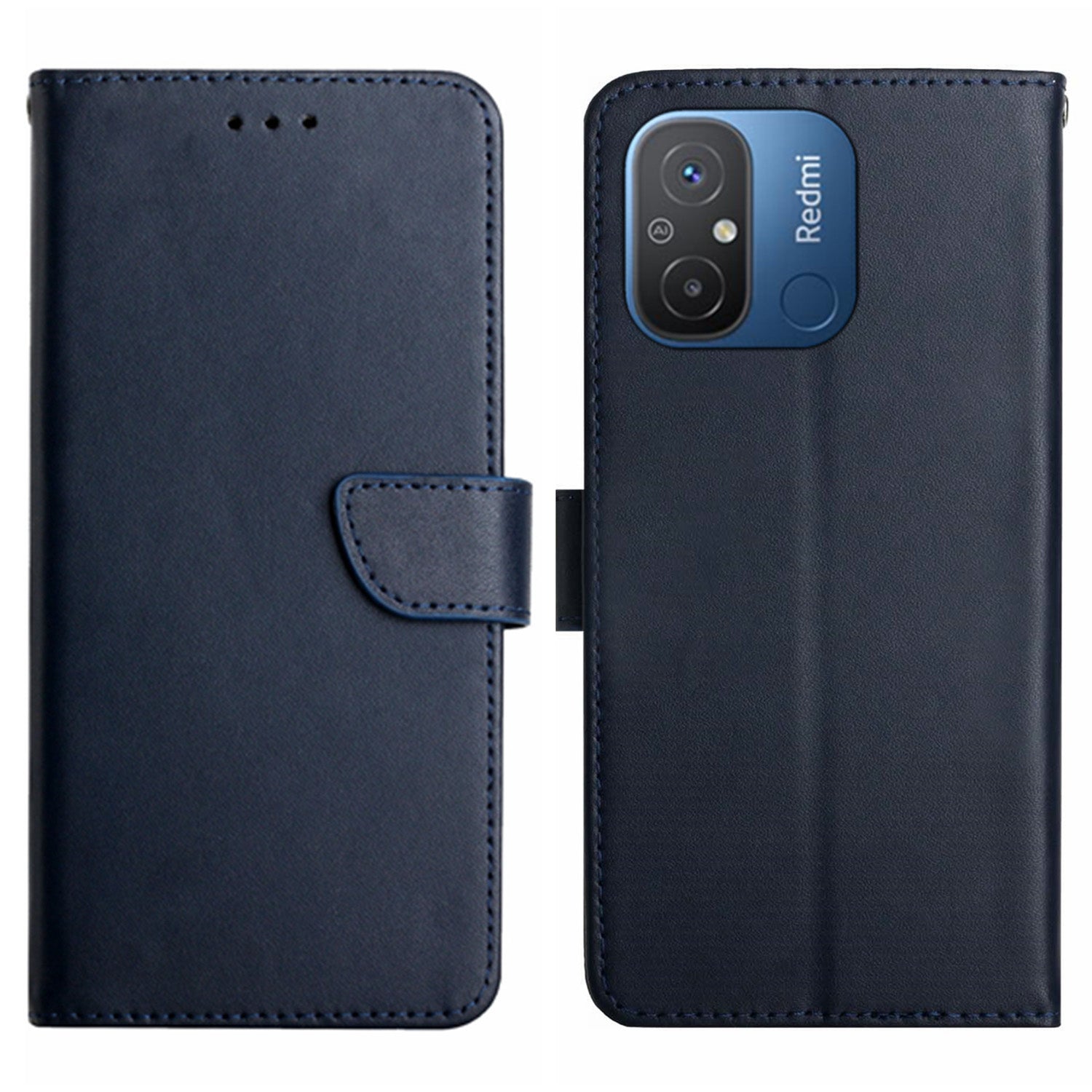 HT02 For Xiaomi Redmi 11A 4G 12C 4G Dustproof Genuine Leather Phone Case Nappa Texture Wallet Stand Phone Shell