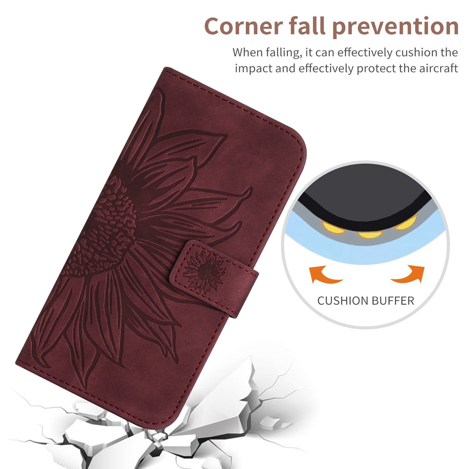 Shockproof Leather Phone Case Stand For Motorola Moto G53 5G HT04 Sunflower Imprinted Anti-scratch Phone Flip Wallet Cover