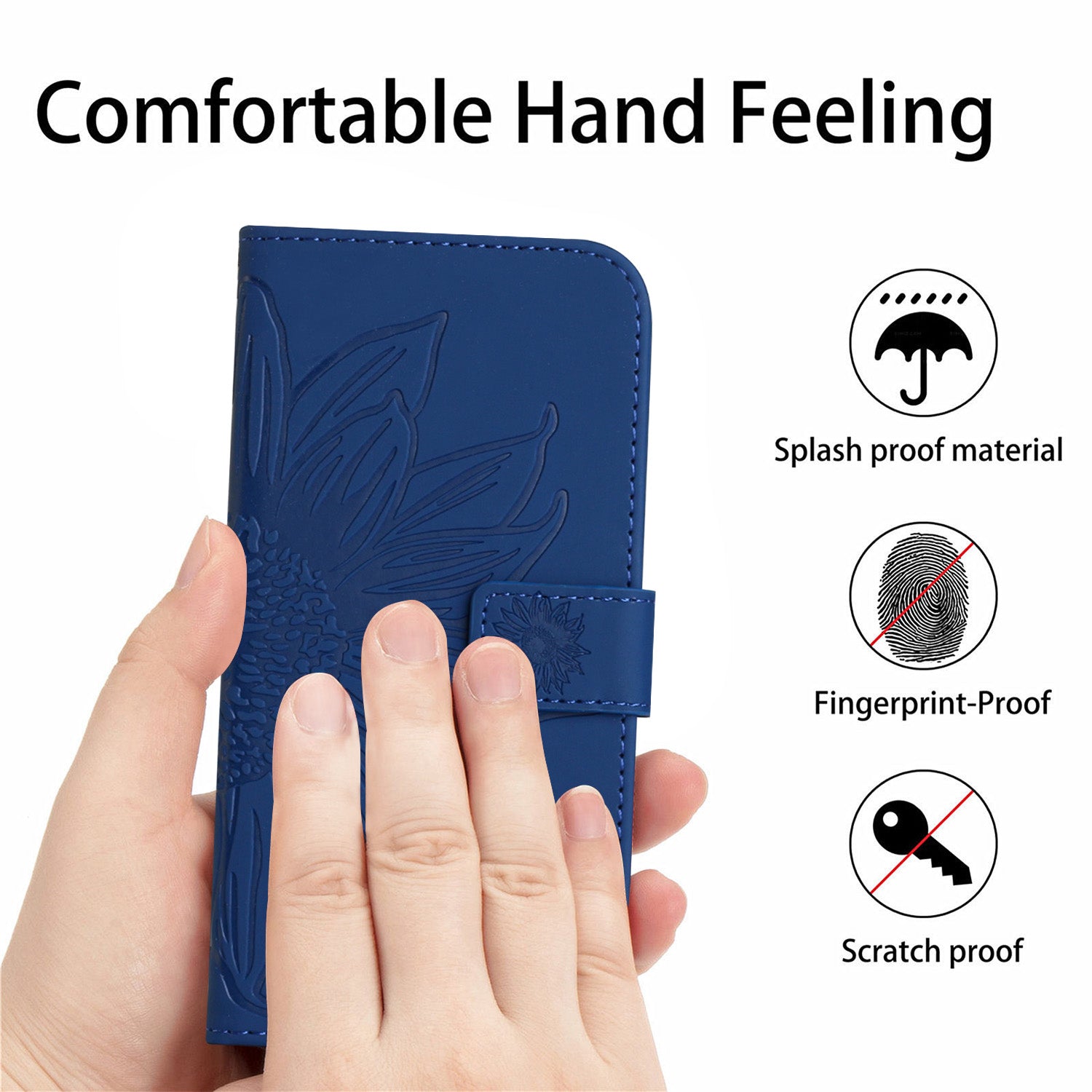 For Oppo A58 5G A78 5G Mobile Phone Case HT04 Sunflower Imprinted Leather Anti-drop Phone Cover Flip Wallet Stand