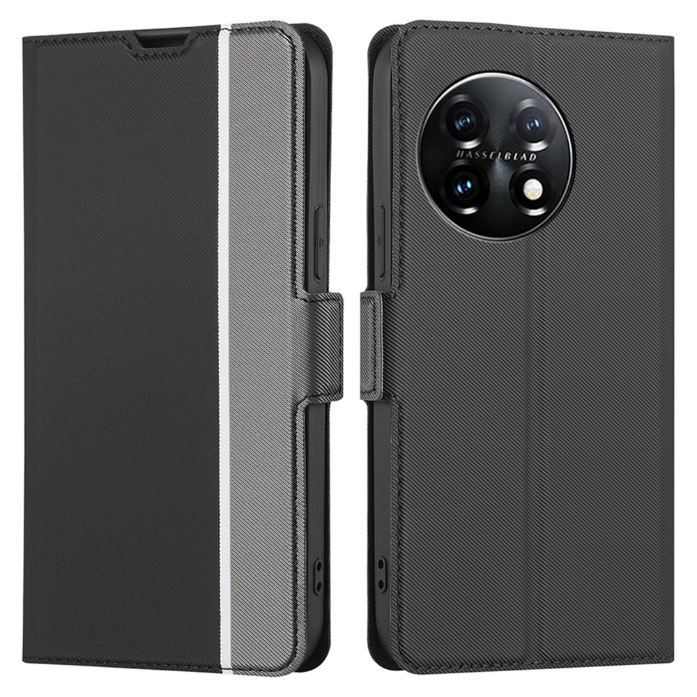 Anti-drop Phone Cover For OnePlus 11 5G Twill Texture Stand Card Holder Anti-scratch Flip Leather Phone Case