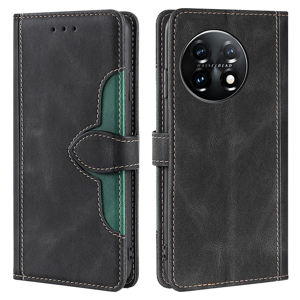 Shockproof Cell Phone Cover for OnePlus 11 5G Straw Hat Pattern Stand Wallet Anti-scratch Mobile Phone Case